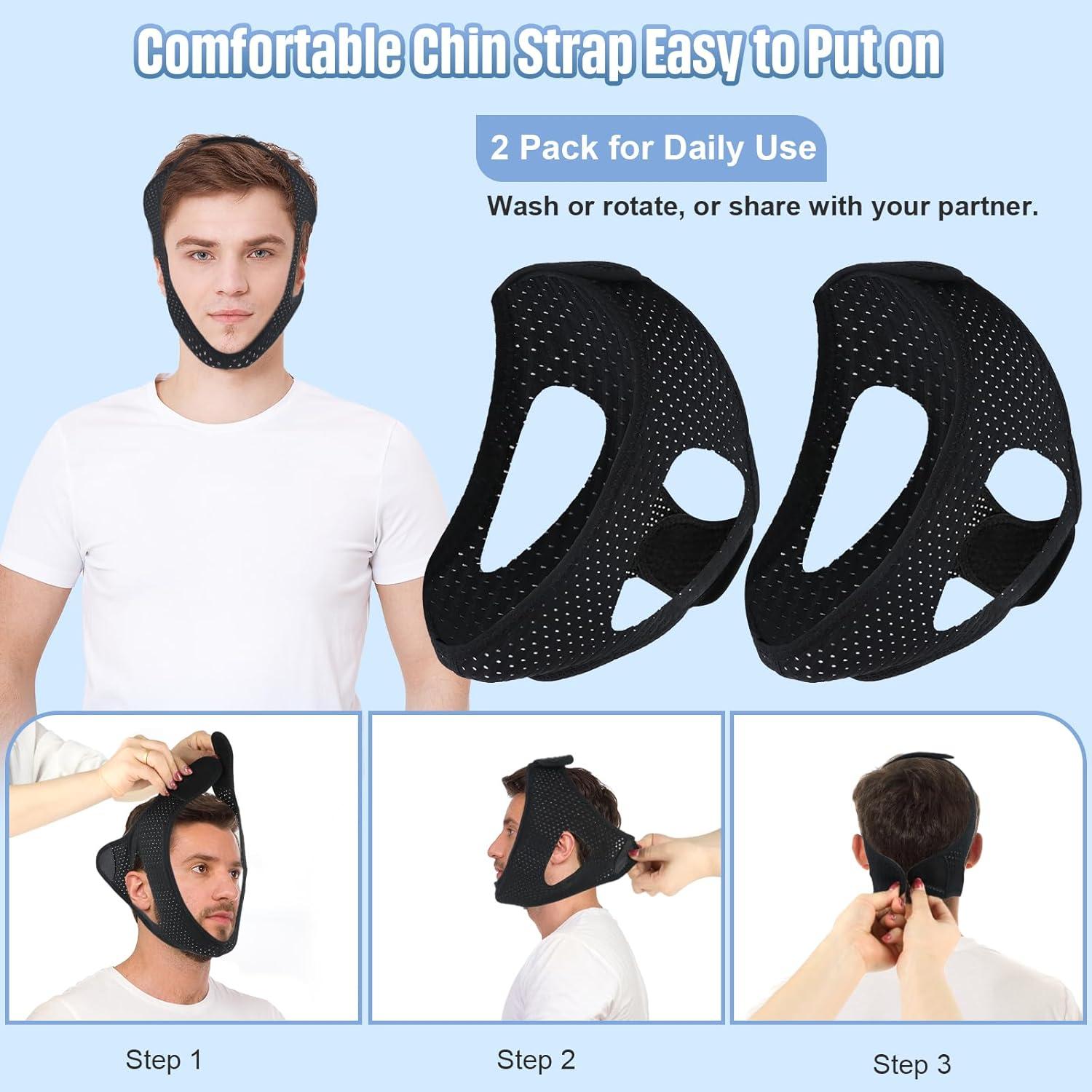 Correa Anti Ronquidos MOCCOOL Ajustable Transpirable 2 Piezas