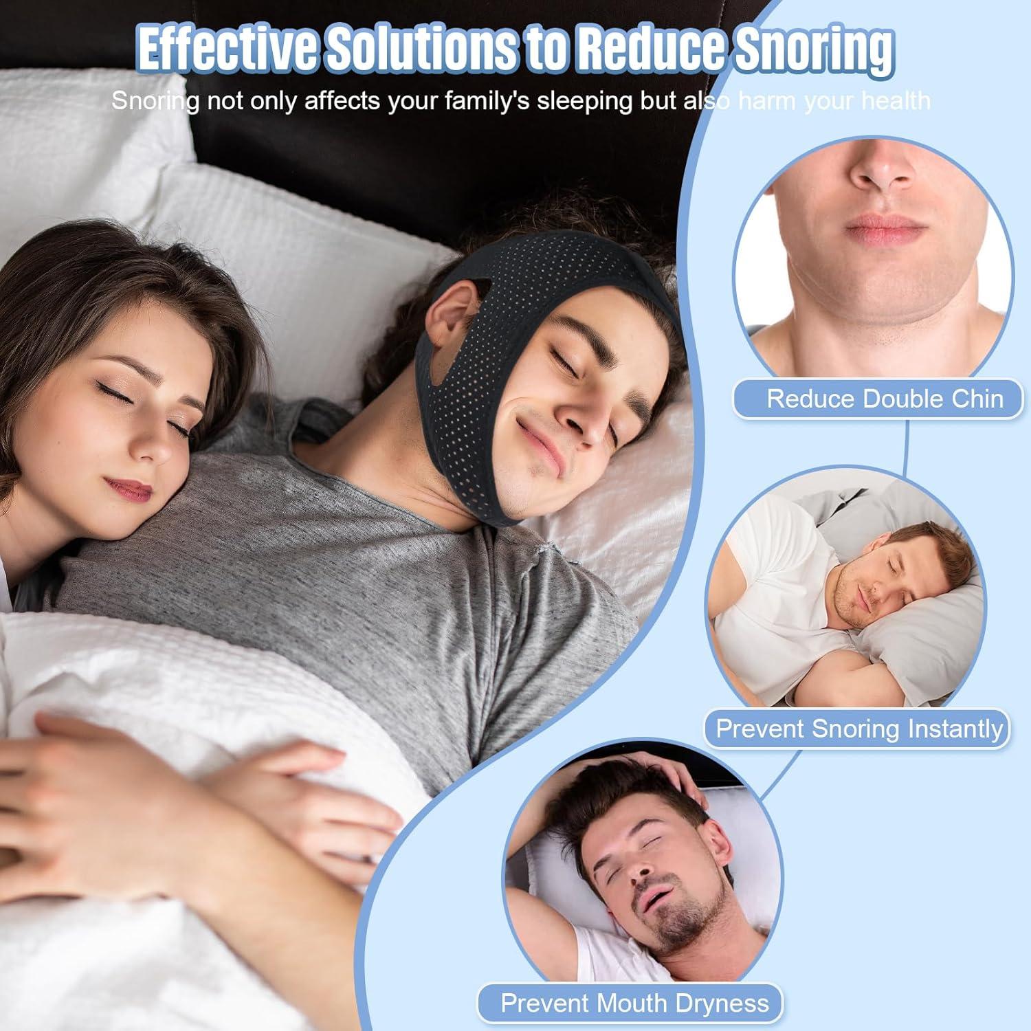 Correa Anti Ronquidos MOCCOOL Ajustable Transpirable 2 Piezas