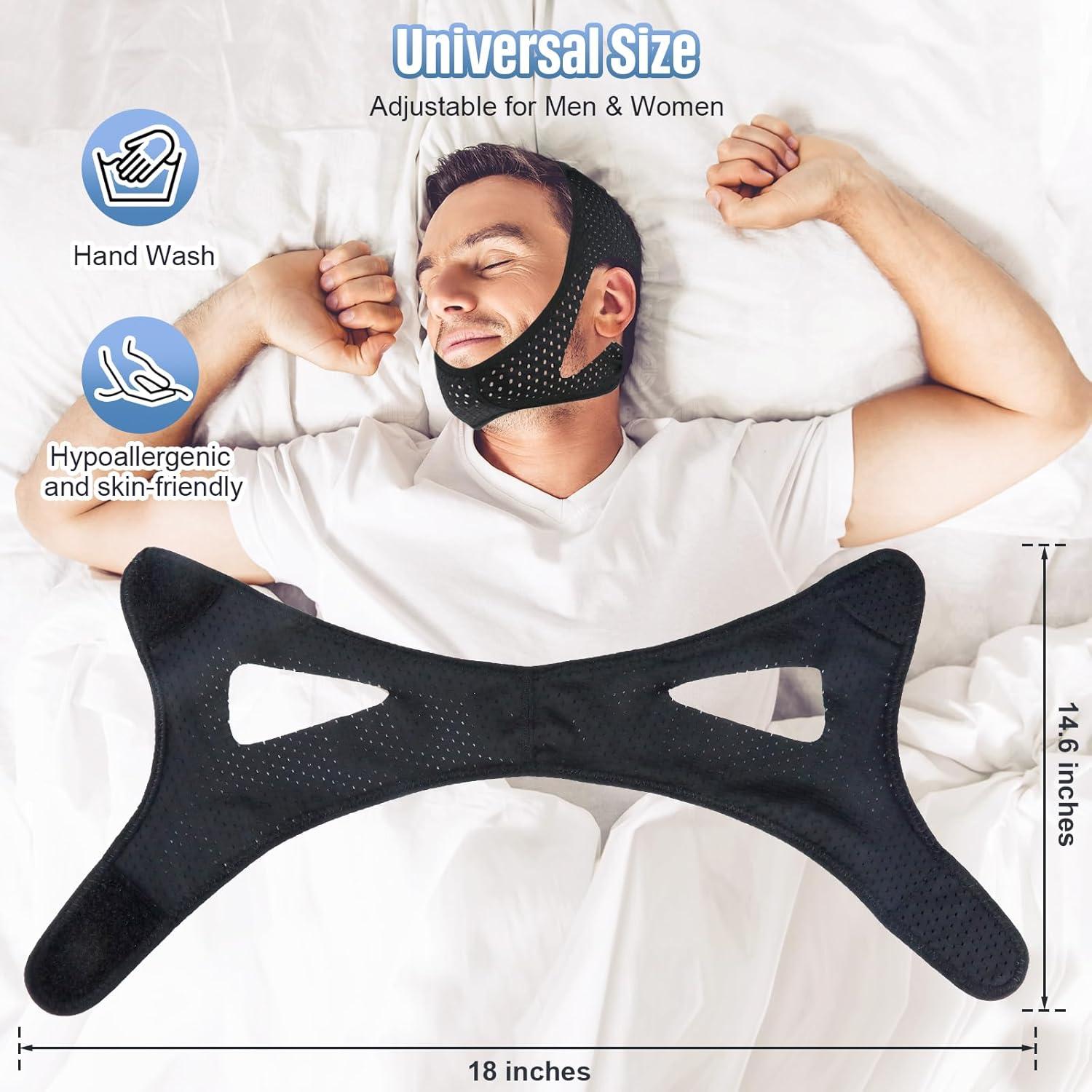 Correa Anti Ronquidos MOCCOOL Ajustable Transpirable 2 Piezas