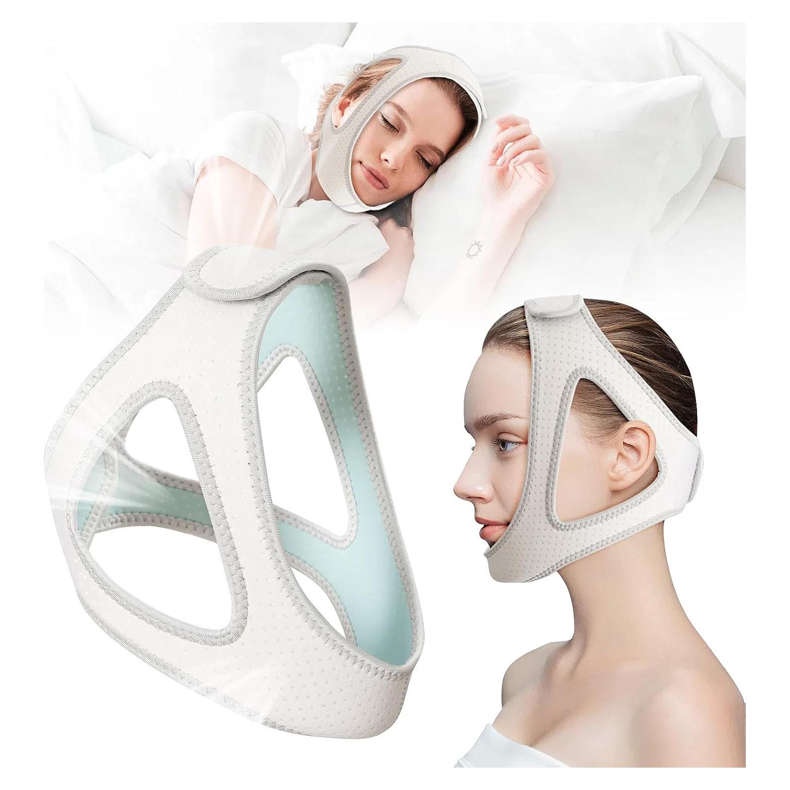 Correa para Barbilla Anti Ronquidos CTHTESY Ajustable Blanca