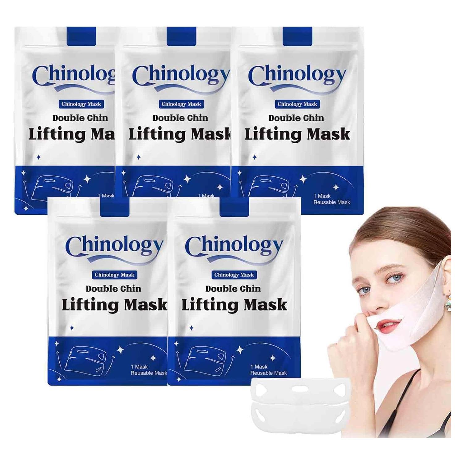 Mascarilla Levantadora Doble Papada Chinology - 5pcs Colágeno