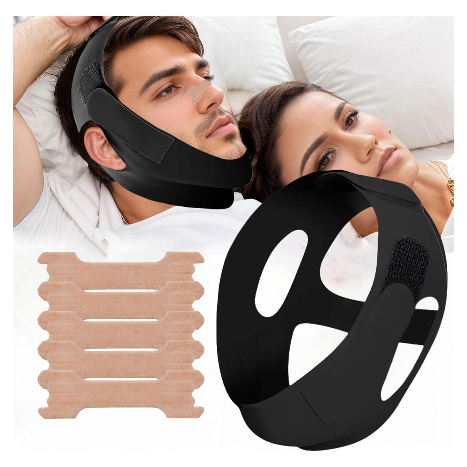 Correa de Barbilla Antisnoring YUSAVHO Ajustable Negro