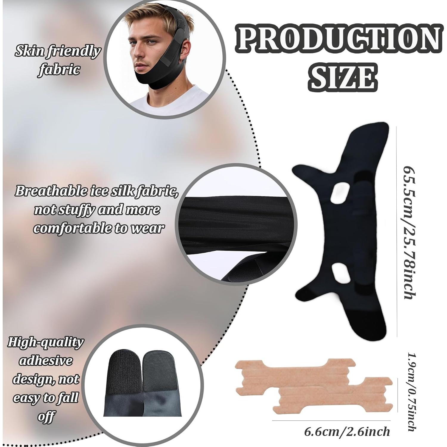 Correa de Barbilla Antisnoring YUSAVHO Ajustable Negro