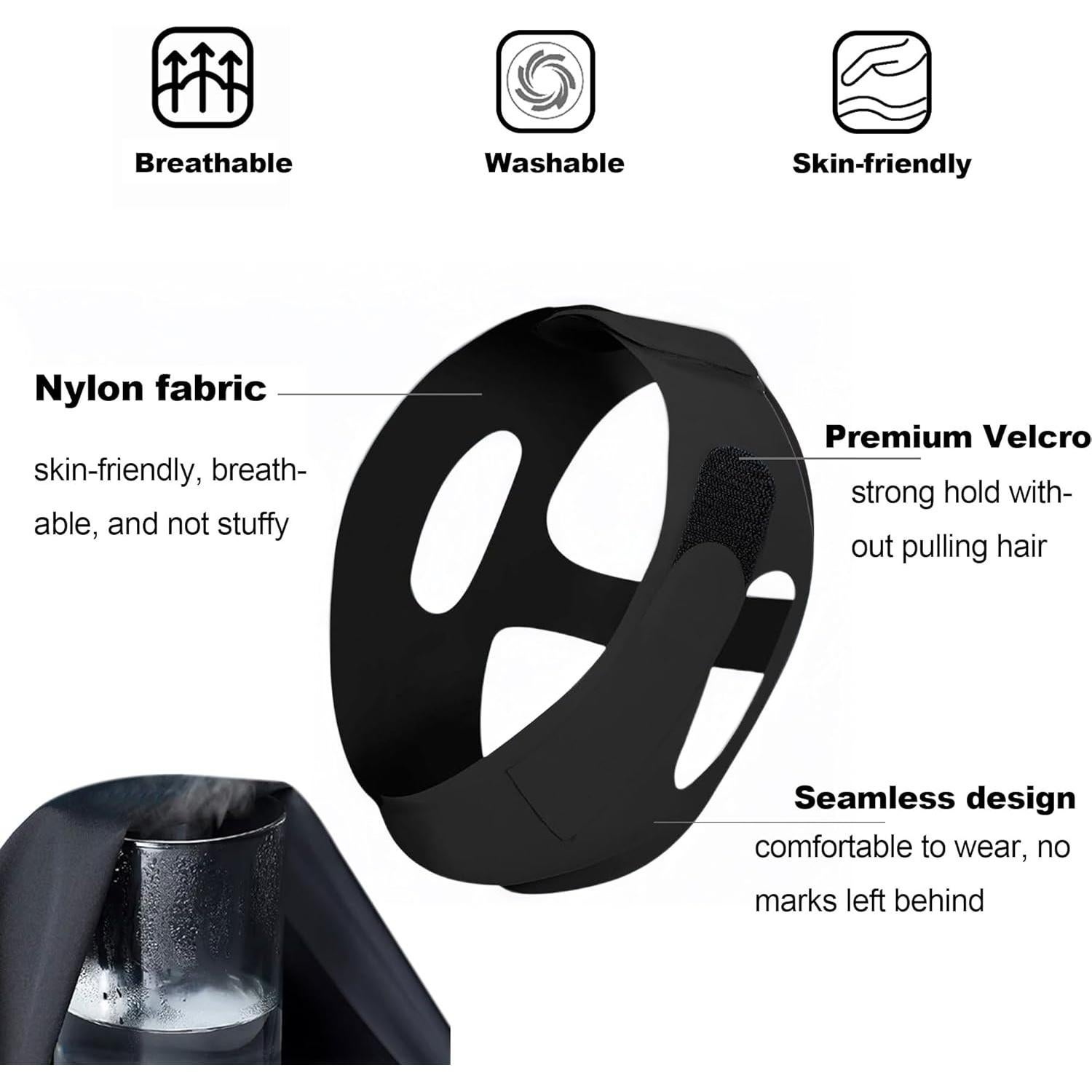 Correa de Barbilla Antisnoring YUSAVHO Ajustable Negro