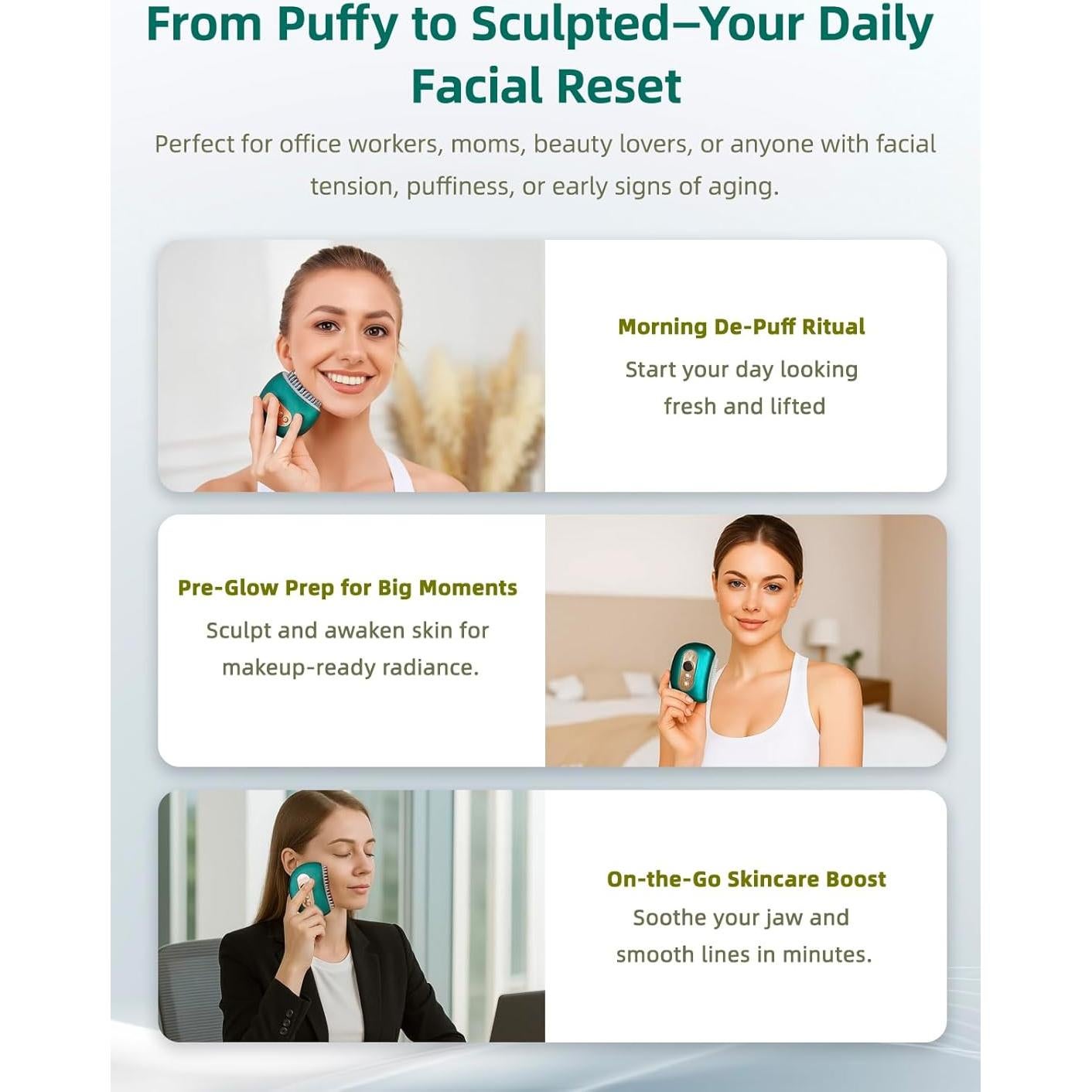 Cepillo Facial Kinbana para Drenaje Linfático - Verde