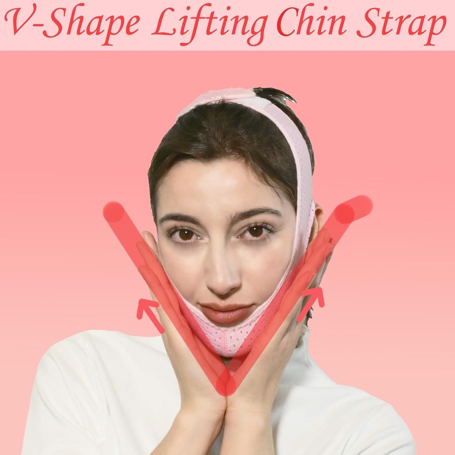 Cinta de Levantamiento Facial en V SUNILLUMA - Rosa, Reductora de Papada