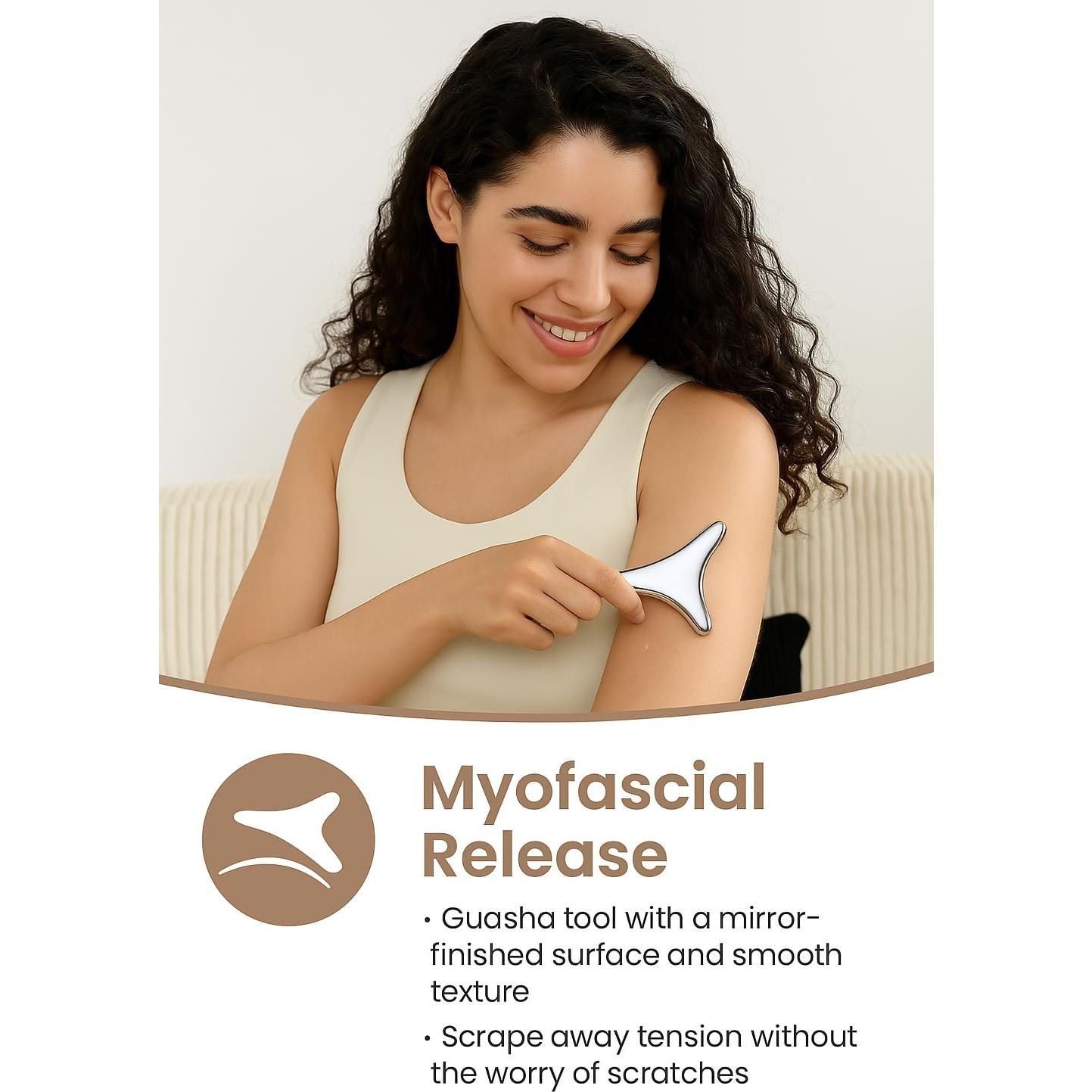 Herramienta Gua Sha de Acero Inoxidable Genérico 9.4x5.3cm