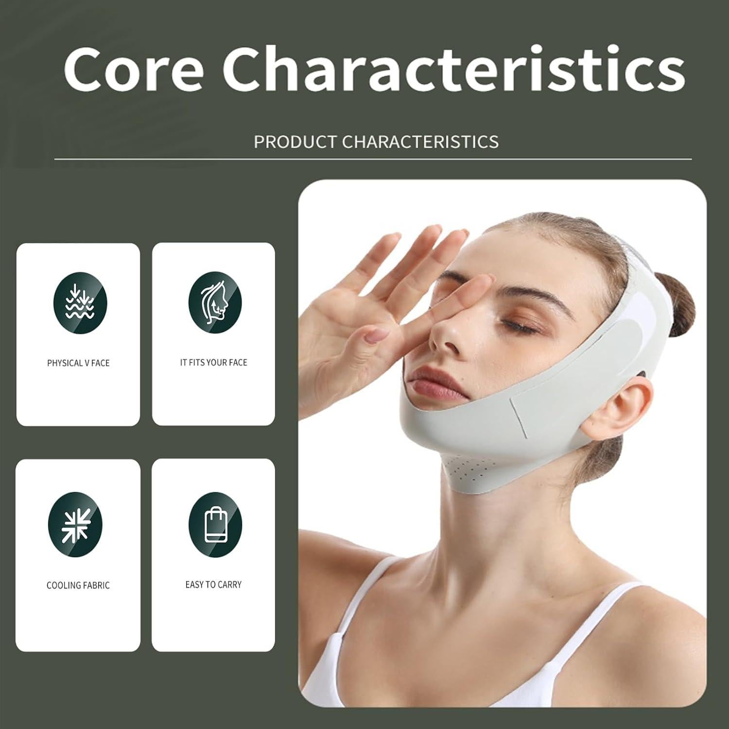 Reductor de Papada Yiiektily, Cinturón Facial Ajustable 57cm