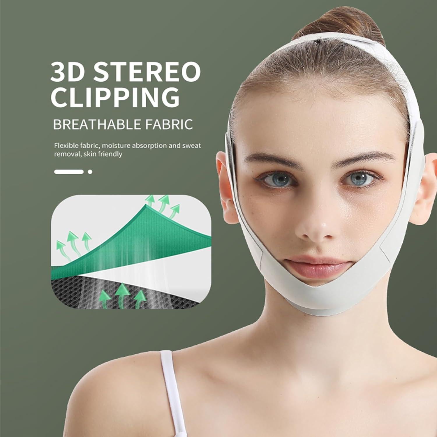 Reductor de Papada Yiiektily, Cinturón Facial Ajustable 57cm