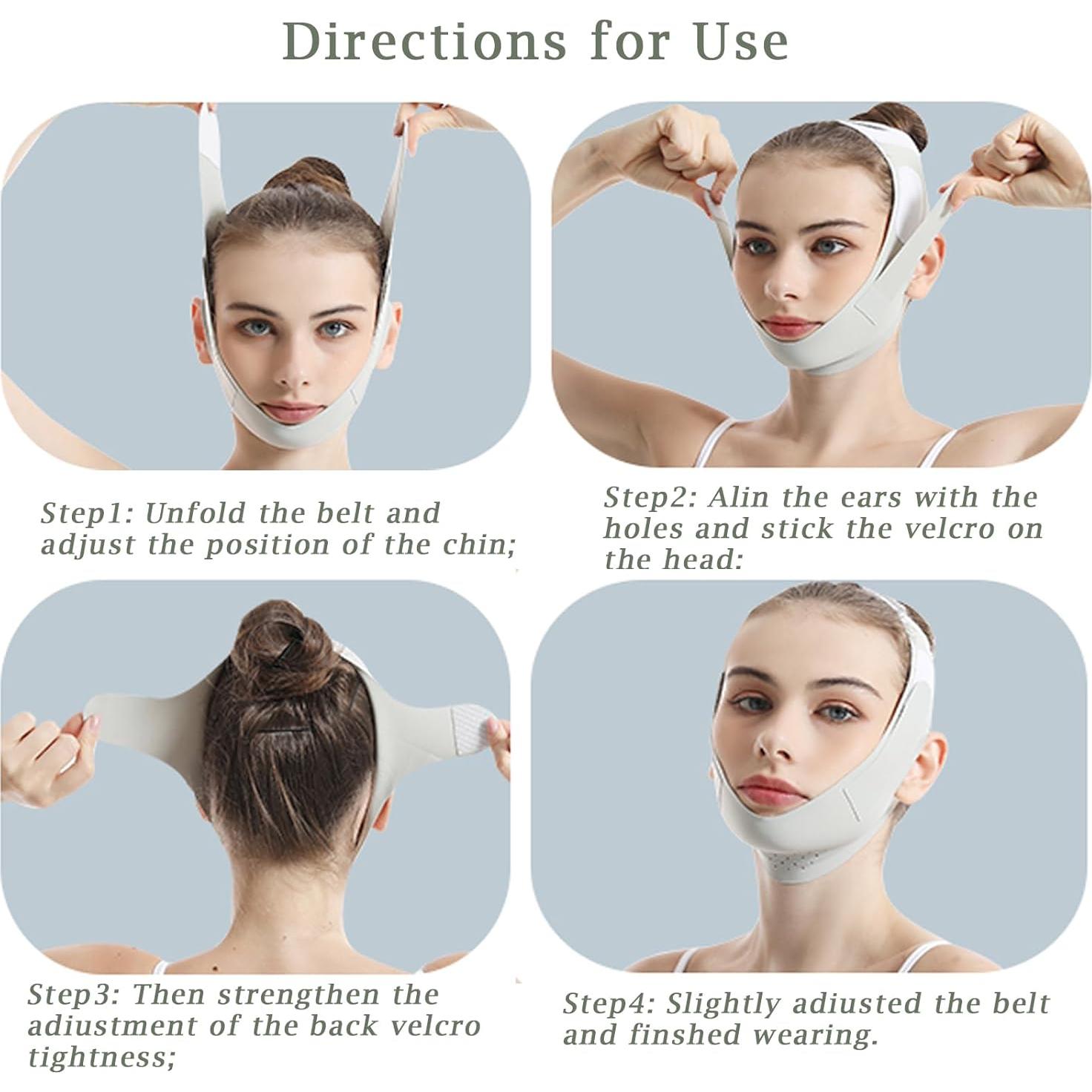 Reductor de Papada Yiiektily, Cinturón Facial Ajustable 57cm