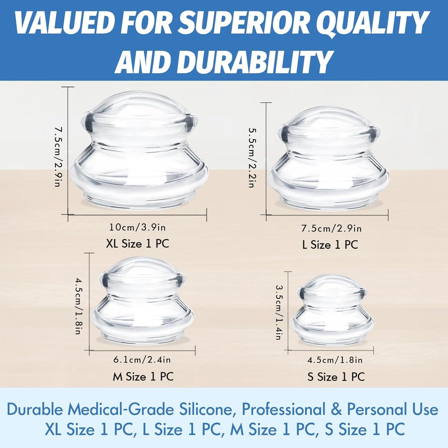 Juego de Ventosas de Silicona ELERA - 4 Tamaños para Masaje