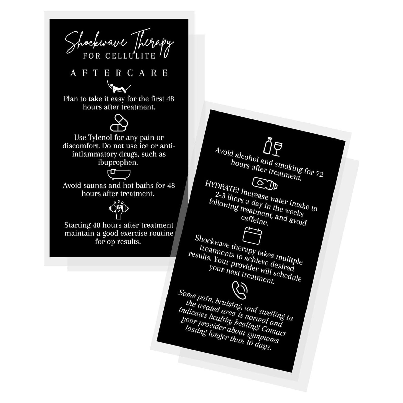 Tarjetas de Cuidado Posterior Terapia Ondas de Choque Lashicorn - 50 Unidades