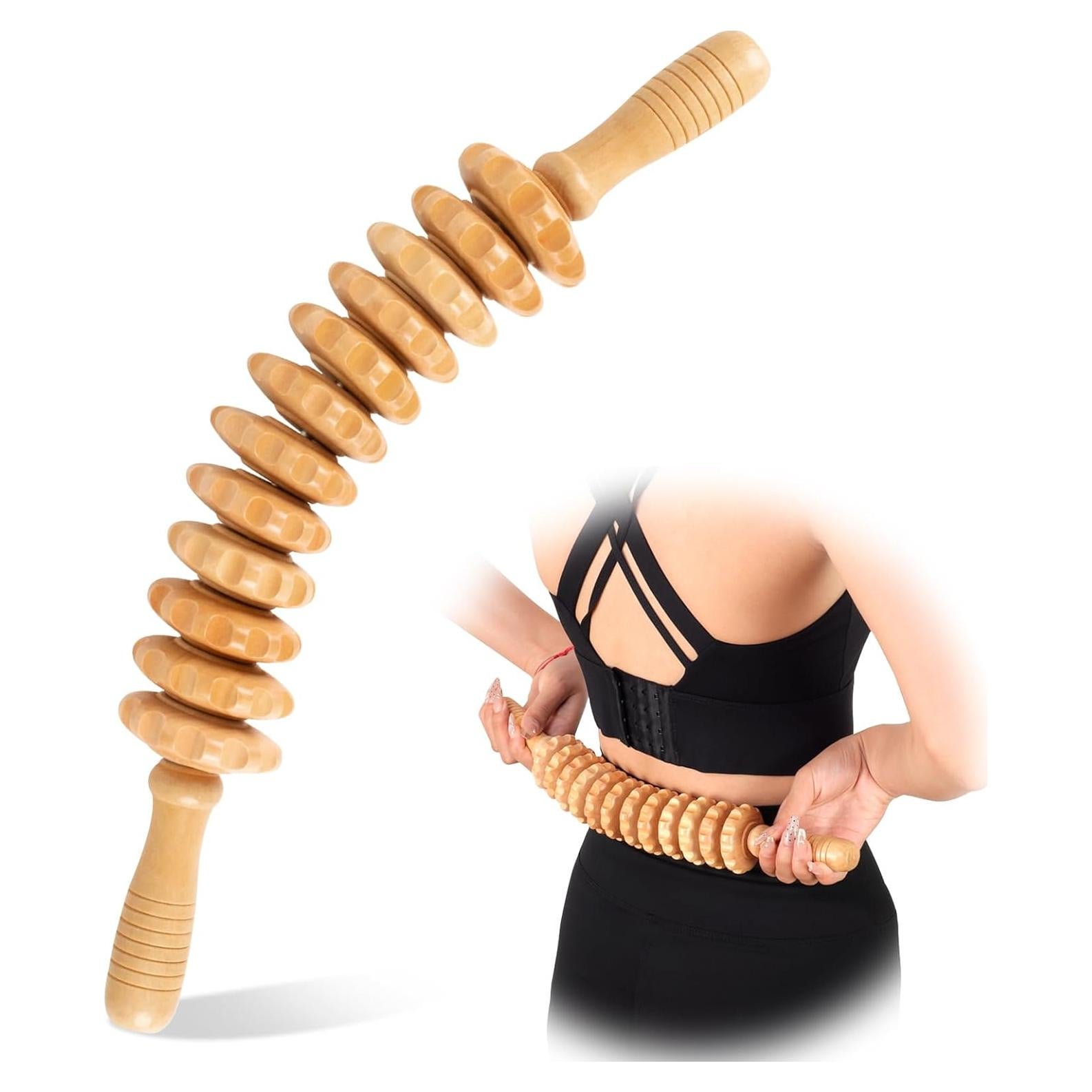 Rodillo de Masaje de Madera KintKita 42.7 cm Anti-Celulitis