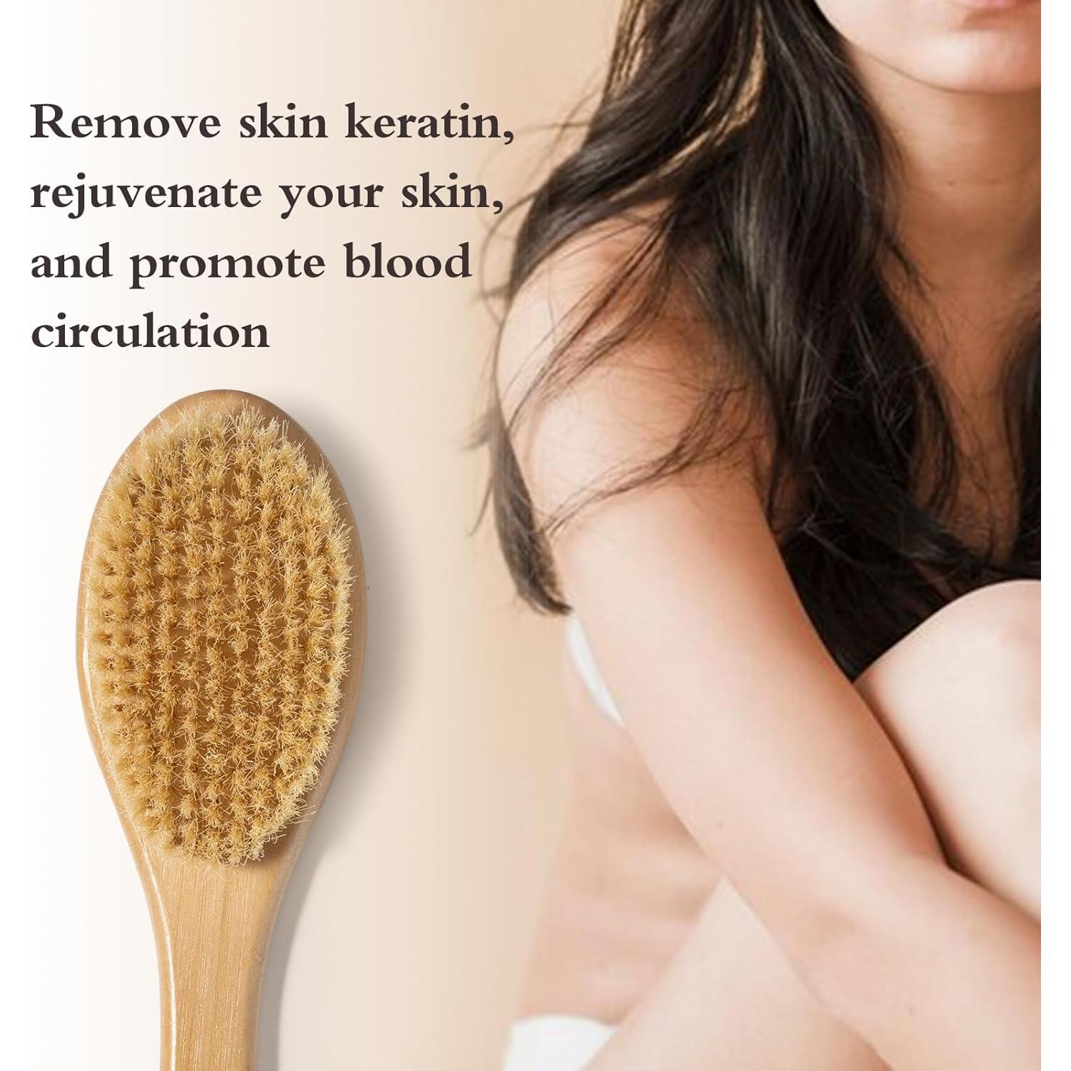 Cepillo de Espalda de Bambú GiimiBash con Mango Largo 44 cm