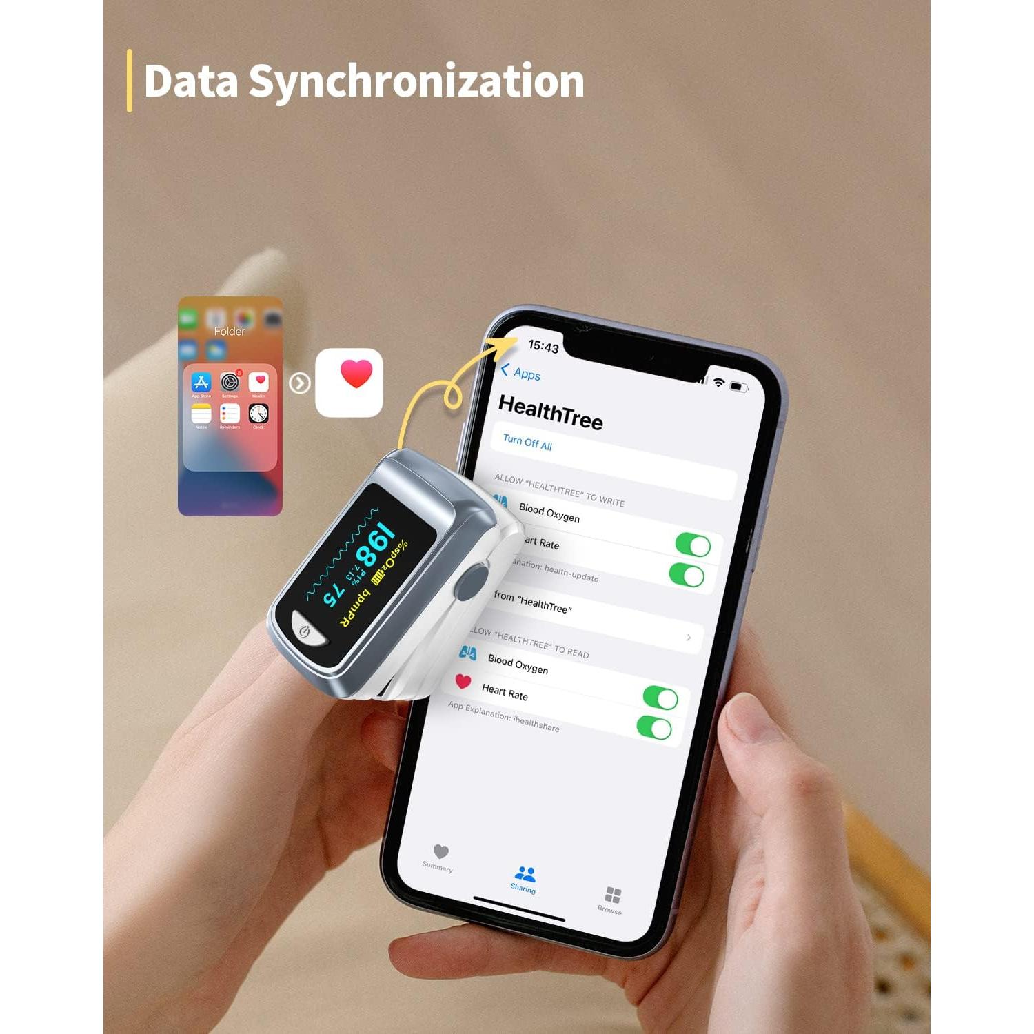 Oxímetro de Pulso Bluetooth HealthTree JKS50B con APP Gratis