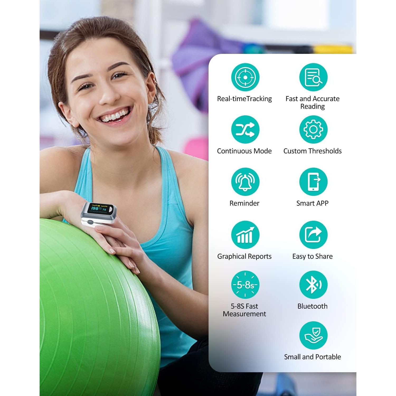 Oxímetro de Pulso Bluetooth HealthTree JKS50B con APP Gratis