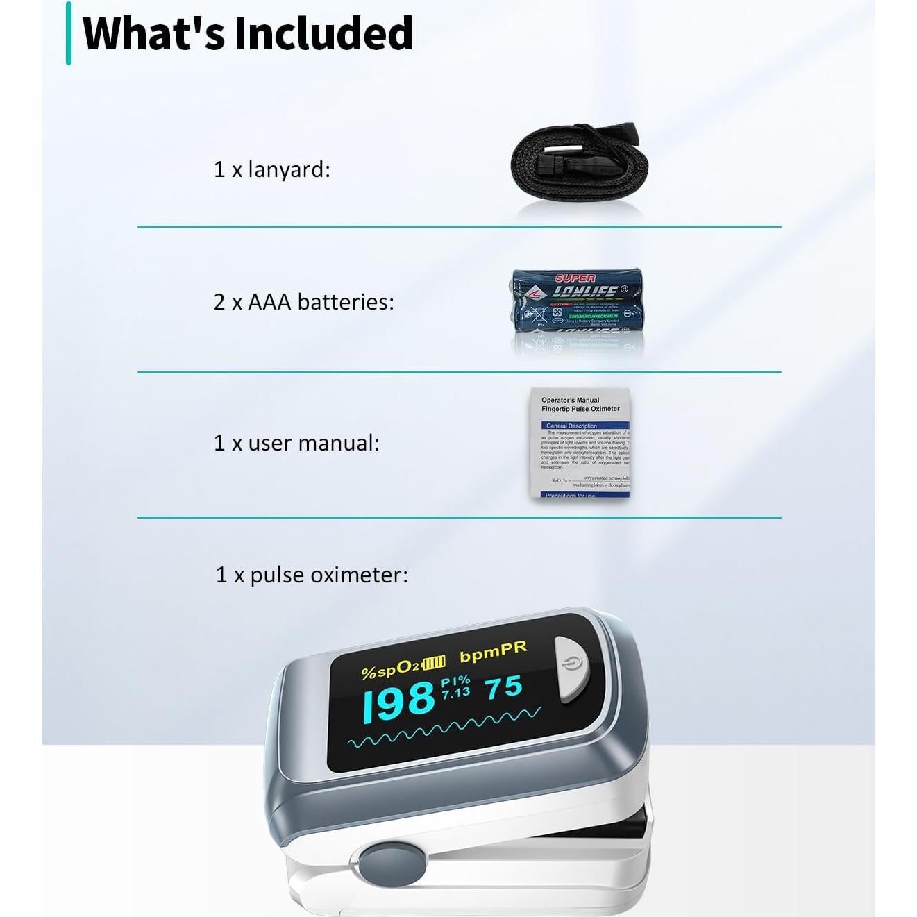 Oxímetro de Pulso Bluetooth HealthTree JKS50B con APP Gratis