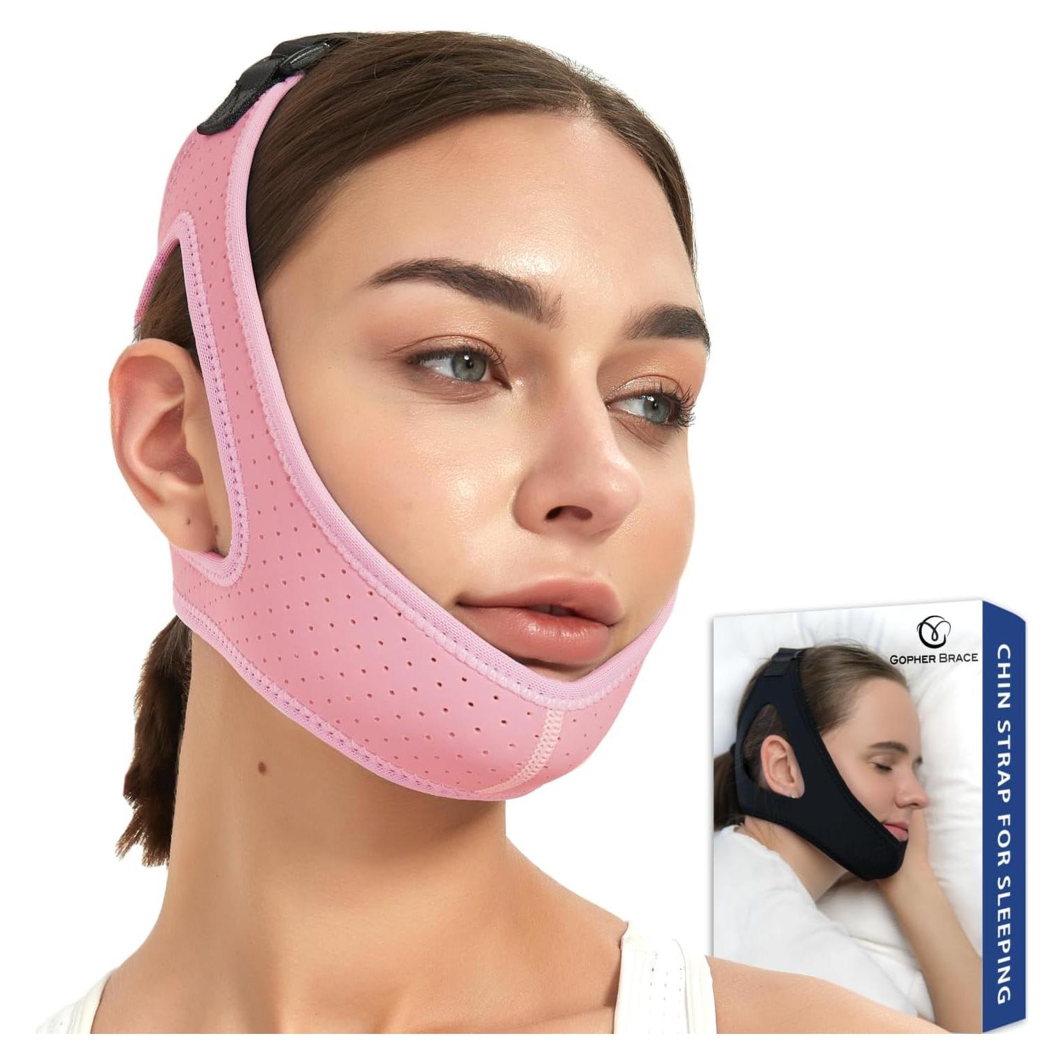 Correa de Barbilla Antironquidos GOPHERBRACE Ajustable Rosa