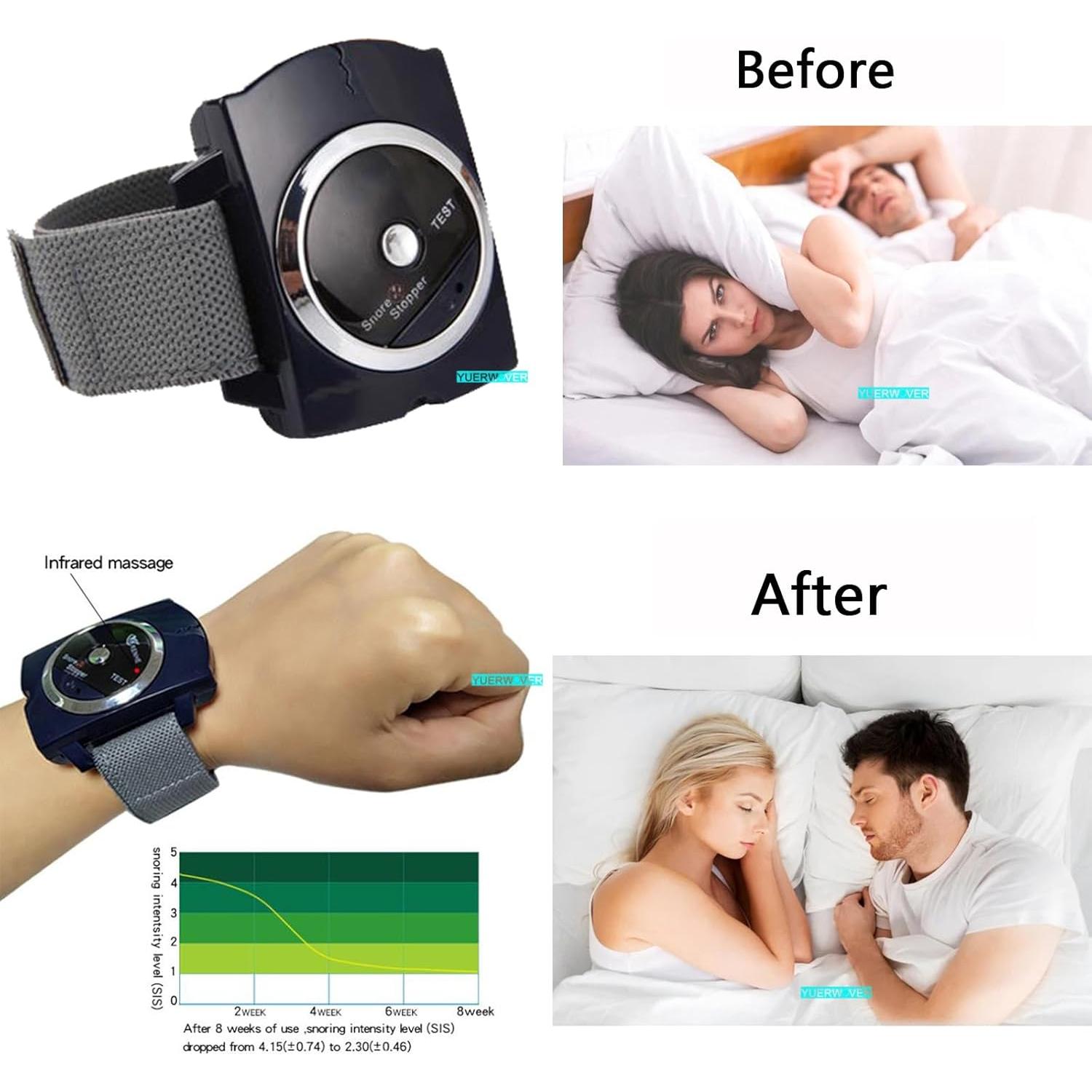 Dispositivo Anti Ronquidos YUERWOVER Pulsera Infrarroja Negro