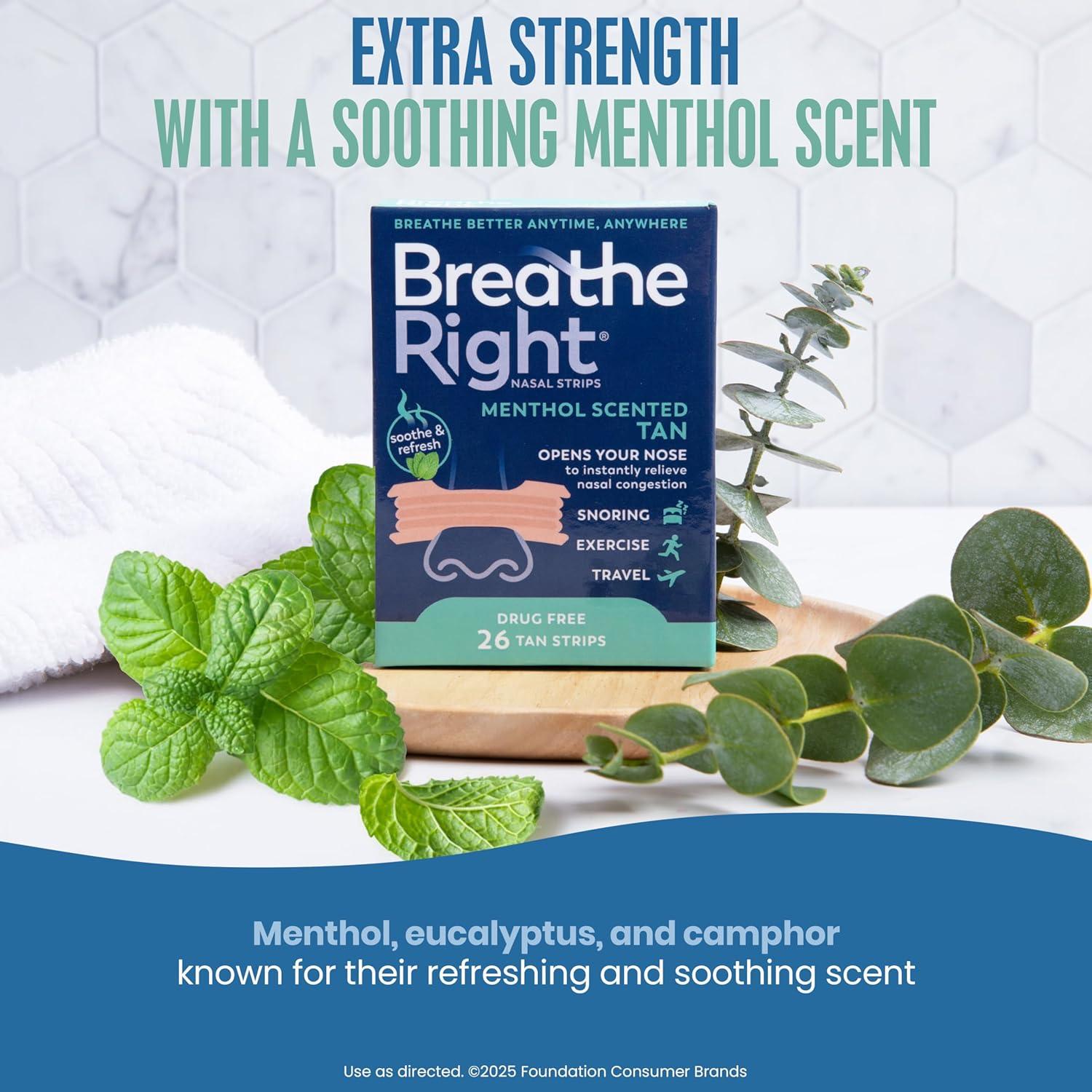 Tiras Nasales Breathe Right Extra Fuerte Mentol 26 Unidades