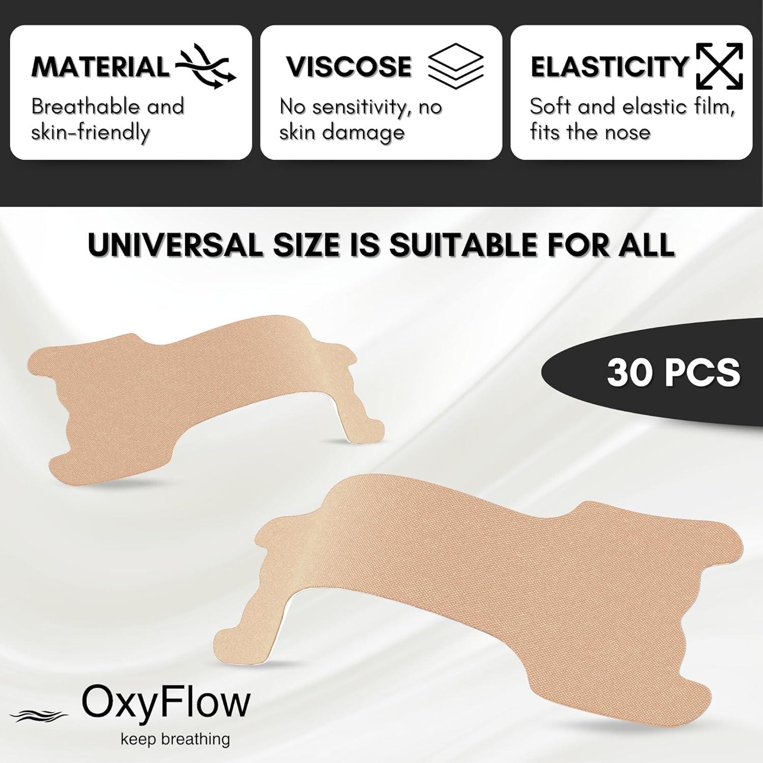 Tiras Nasales OxyFlow Modelo Y - 30 Unidades para Alivio Nasal