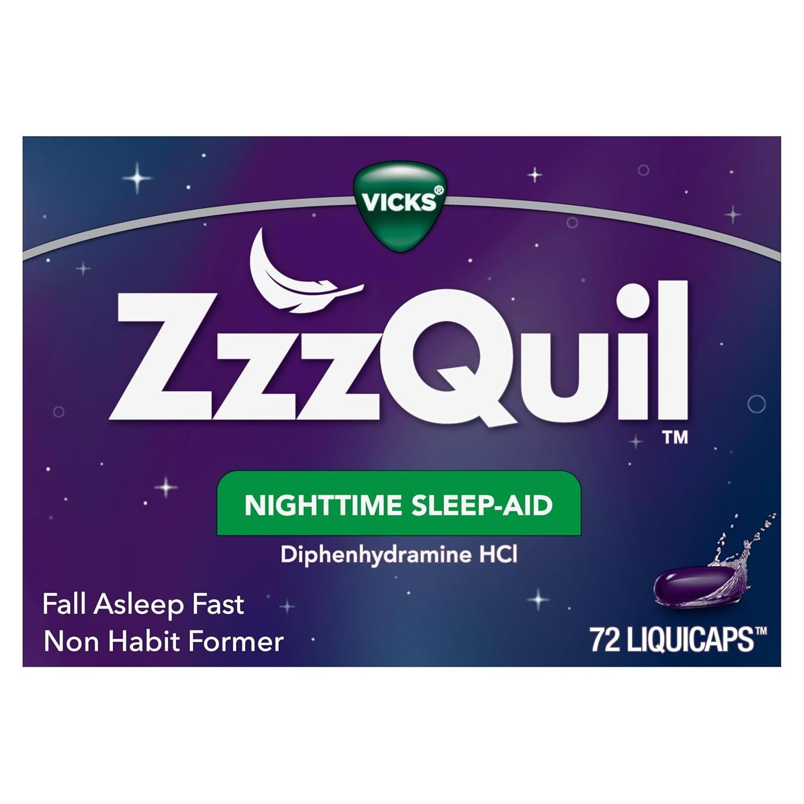 ZzzQuil LiquiCaps 72 Unidades - Ayuda para Dormir Nocturna 50mg