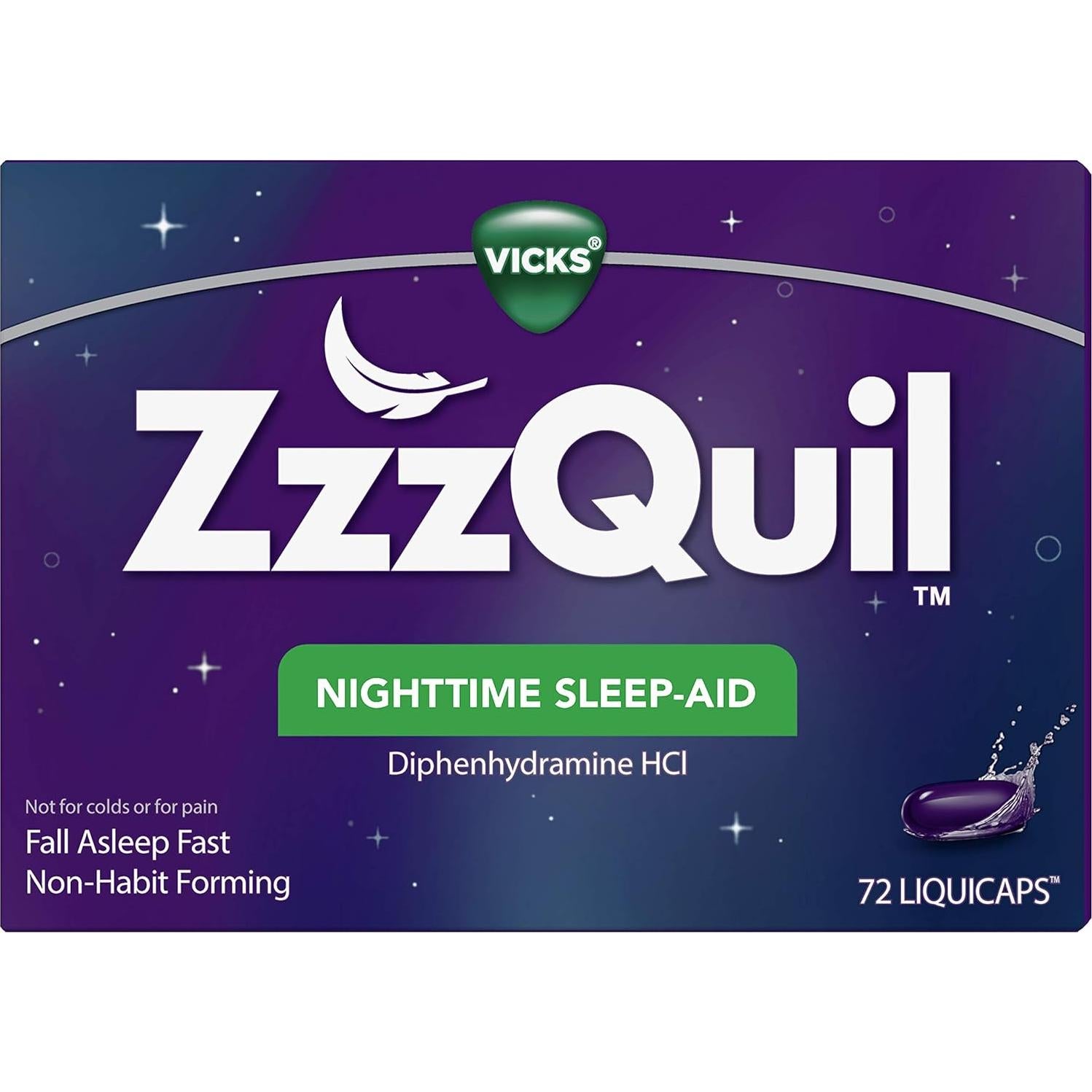 ZzzQuil LiquiCaps 72 Unidades - Ayuda para Dormir Nocturna 50mg