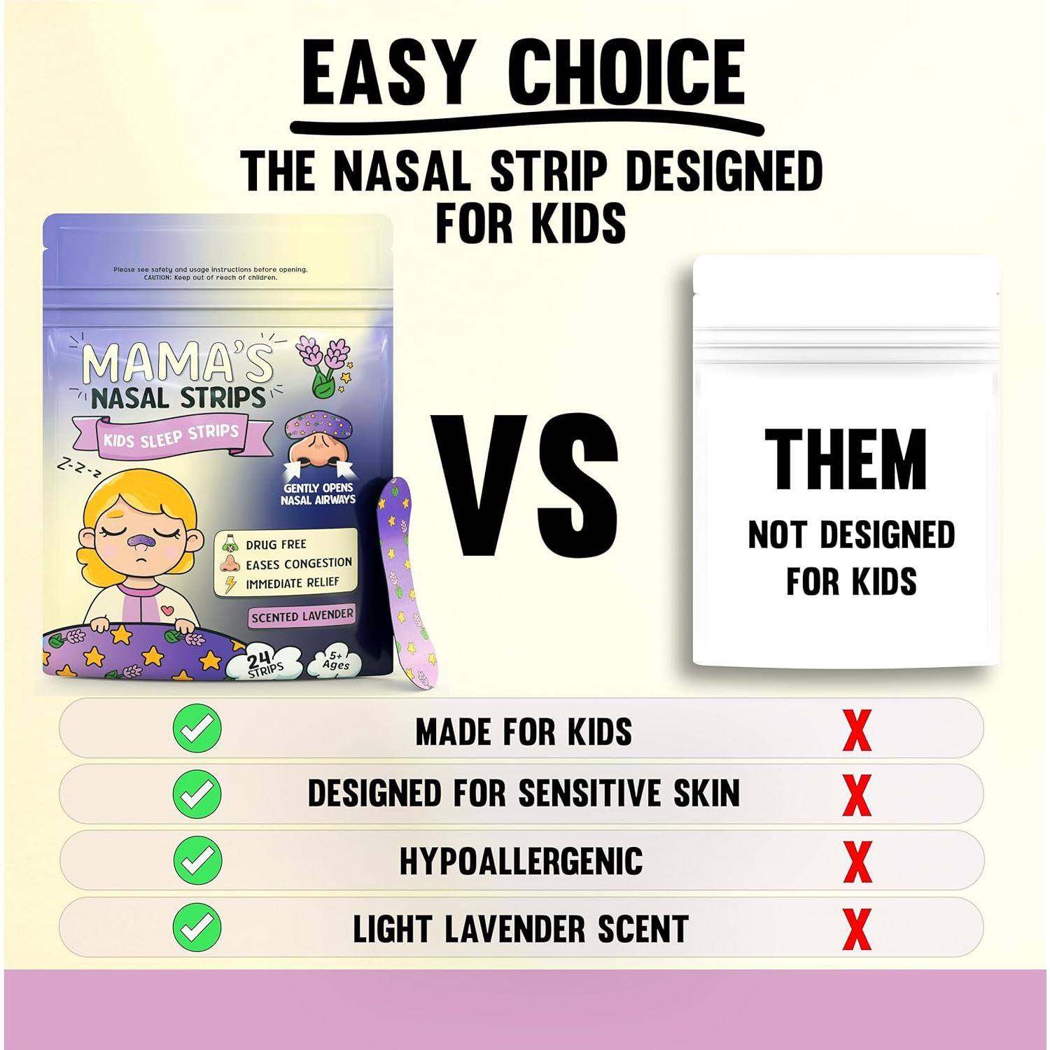 Tiras Nasales Hipoalergénicas Mama's para Niños 24 Unidades