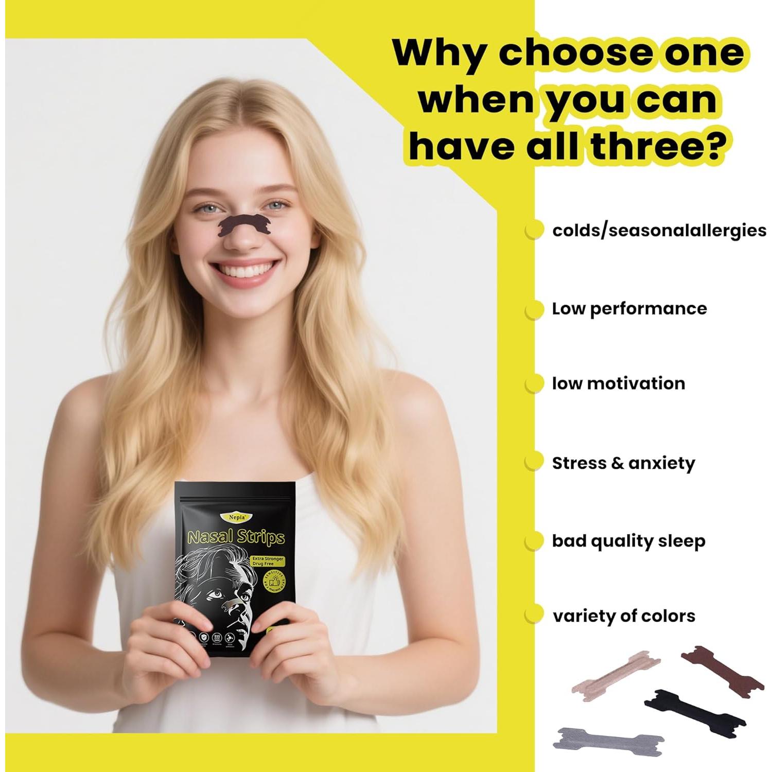 Tiras Nasales Nepia 100 Pcs Sin Láttex para Respiración