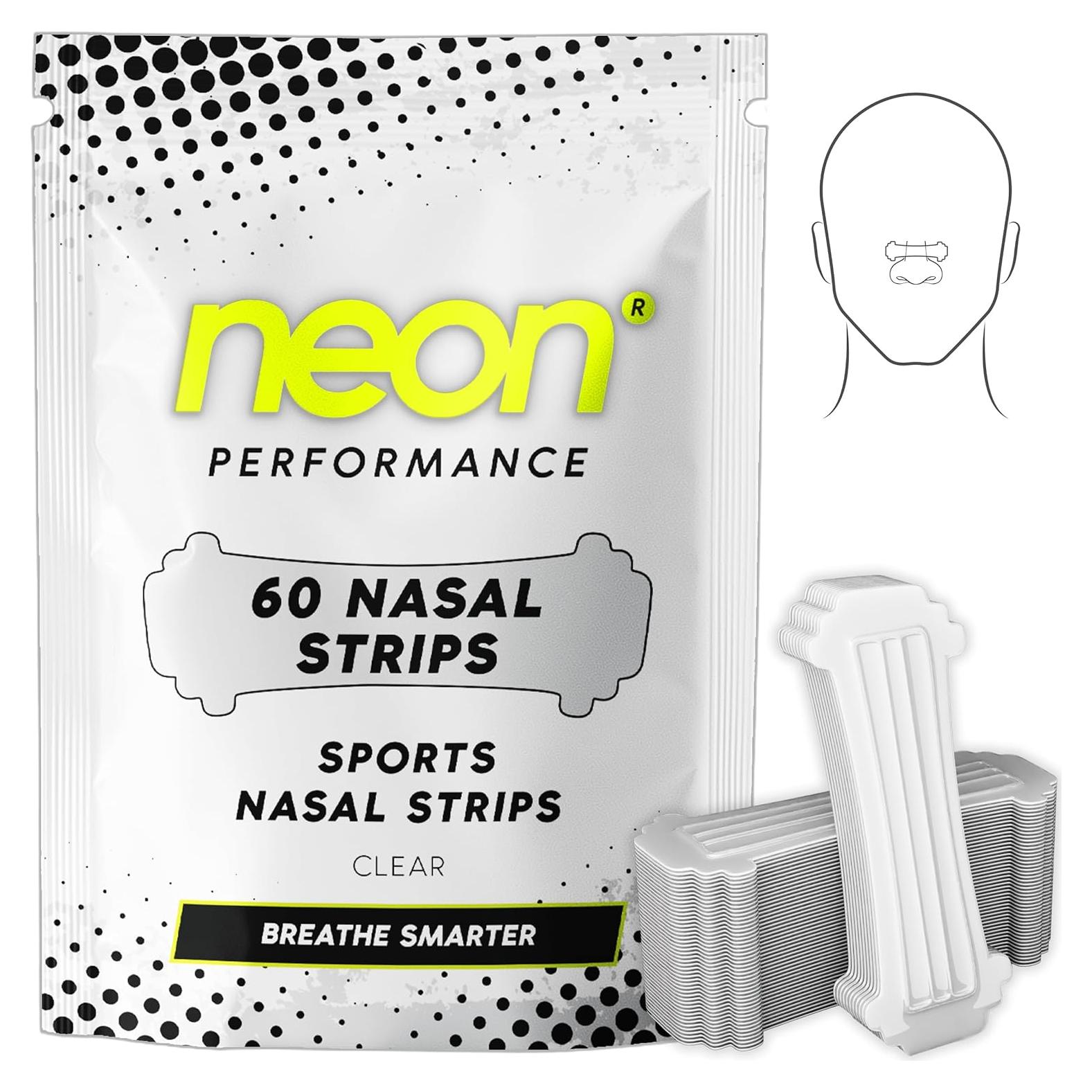 Tiras Nasales Neon Performance para Respirar Mejor - 60 Unidades