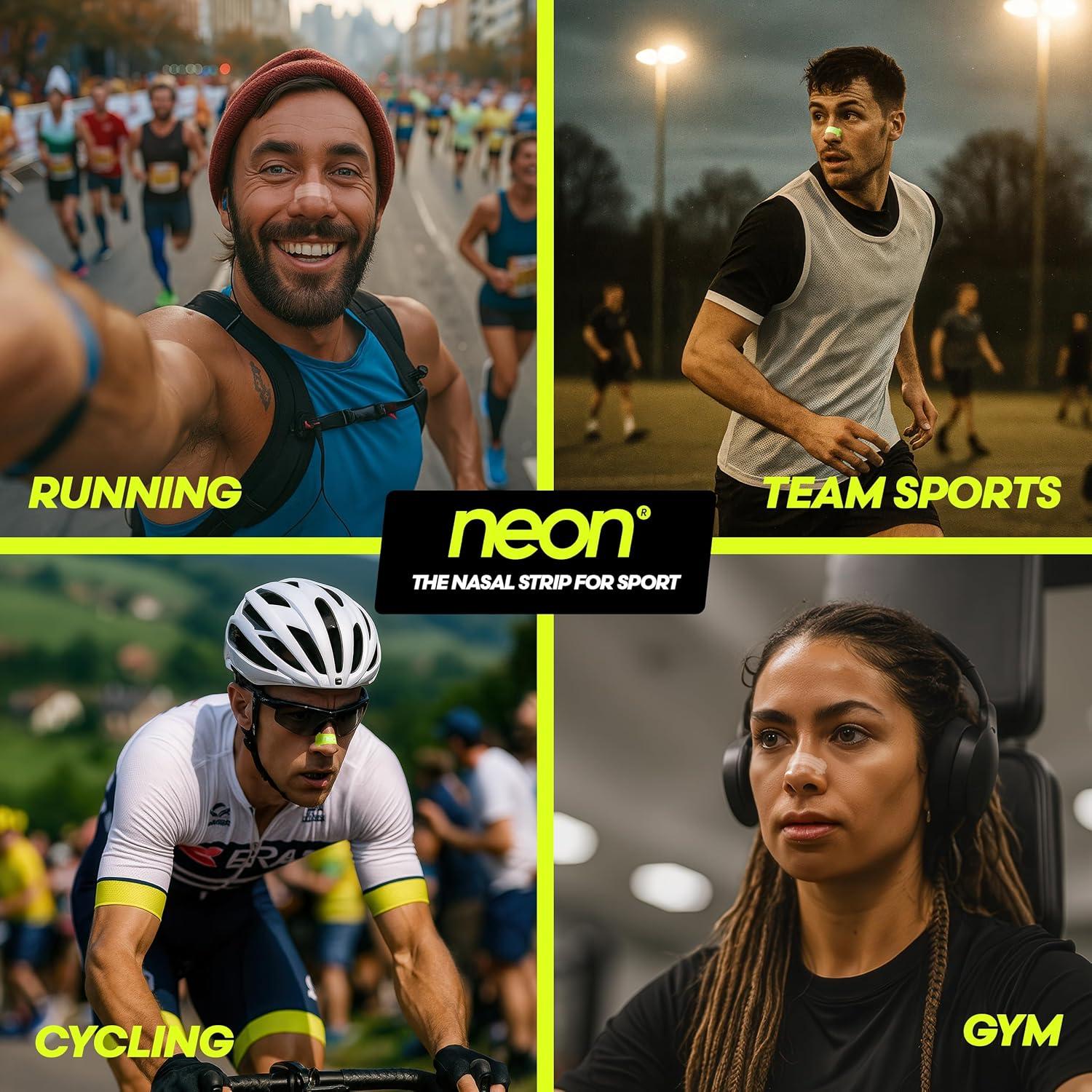 Tiras Nasales Neon Performance para Respirar Mejor - 60 Unidades