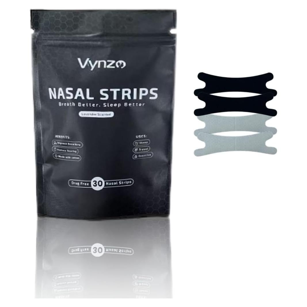 Tiras Nasales Vynzo para Ronquidos - 30 Unidades Hipoalergénicas