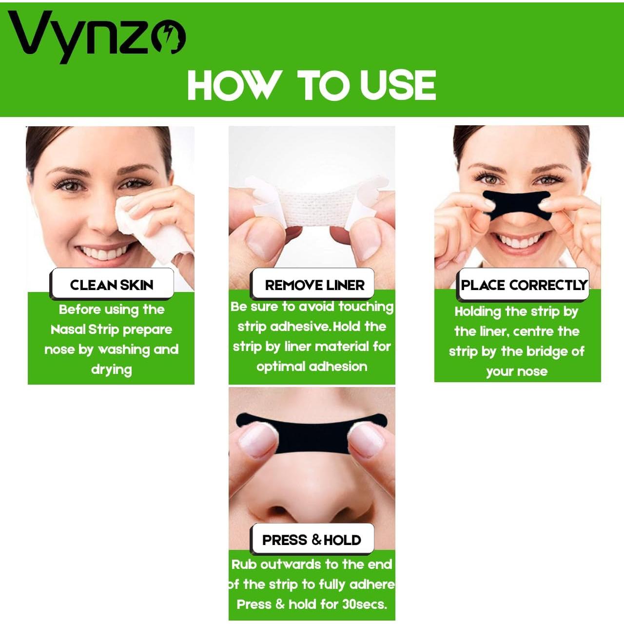 Tiras Nasales Vynzo para Ronquidos - 30 Unidades Hipoalergénicas