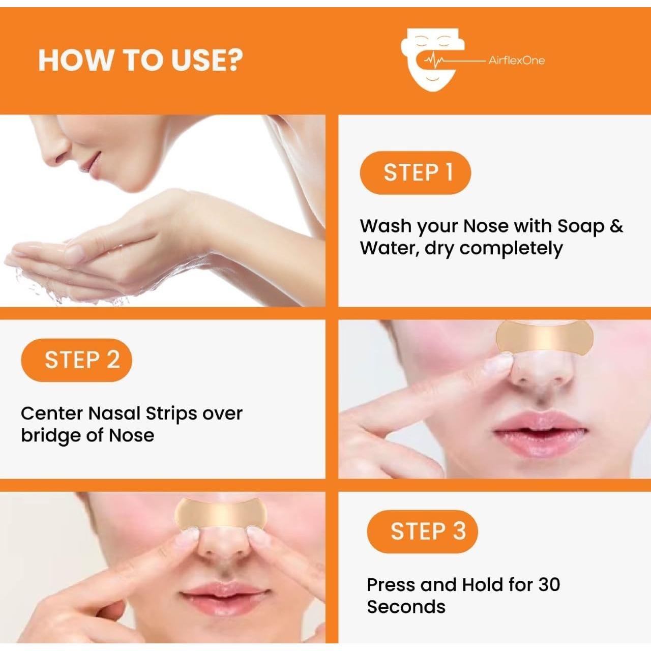 Tiras Nasales Premium AirFlexOne - Alivio Ronquidos 30 Unidades