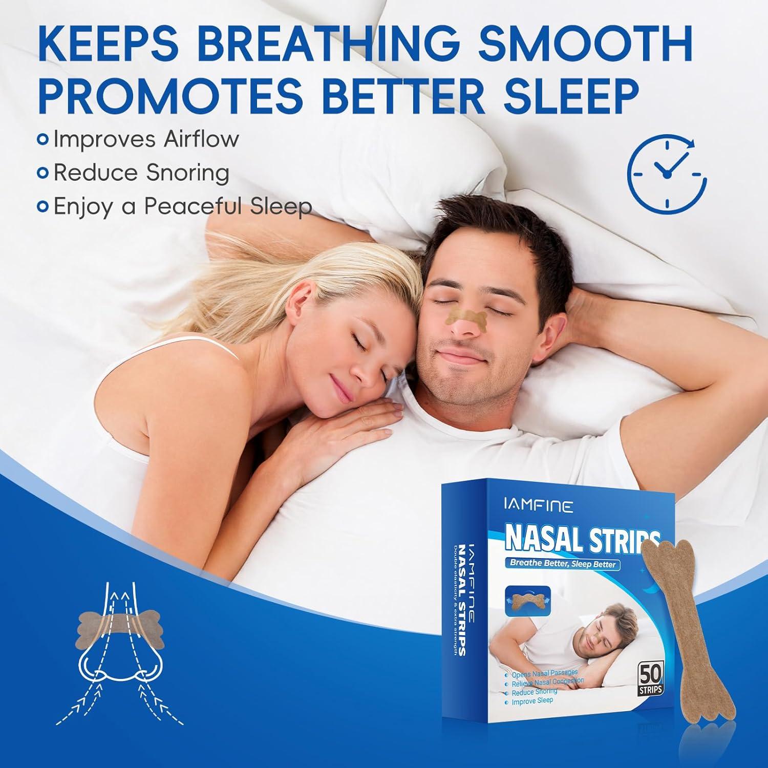 Tiras Nasales IAMFINE Antironquidos 50 Unidades Alivio Congestión