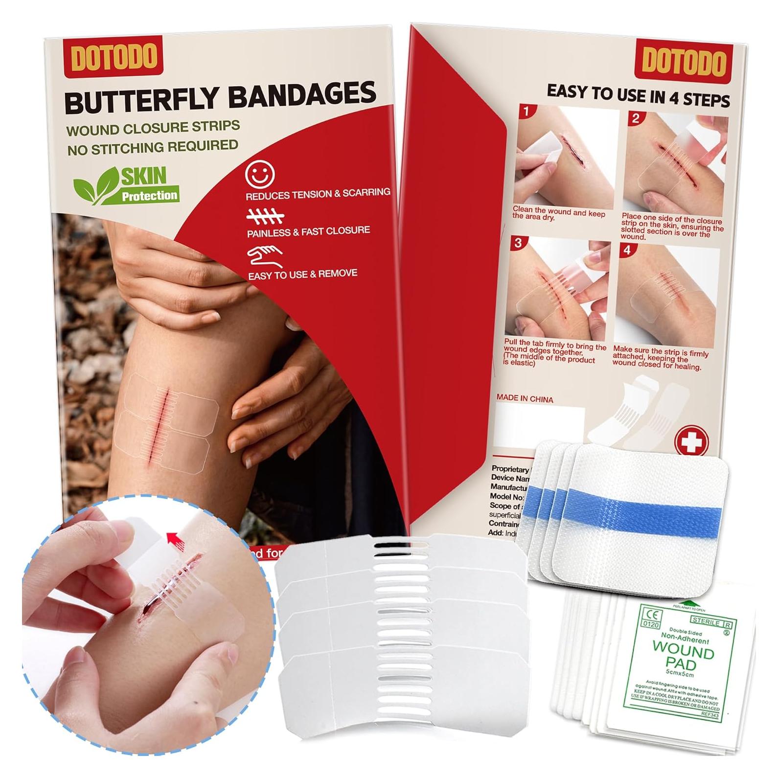 Kit de Cierre de Heridas Dotodo 4PCS - Vendajes Mariposa