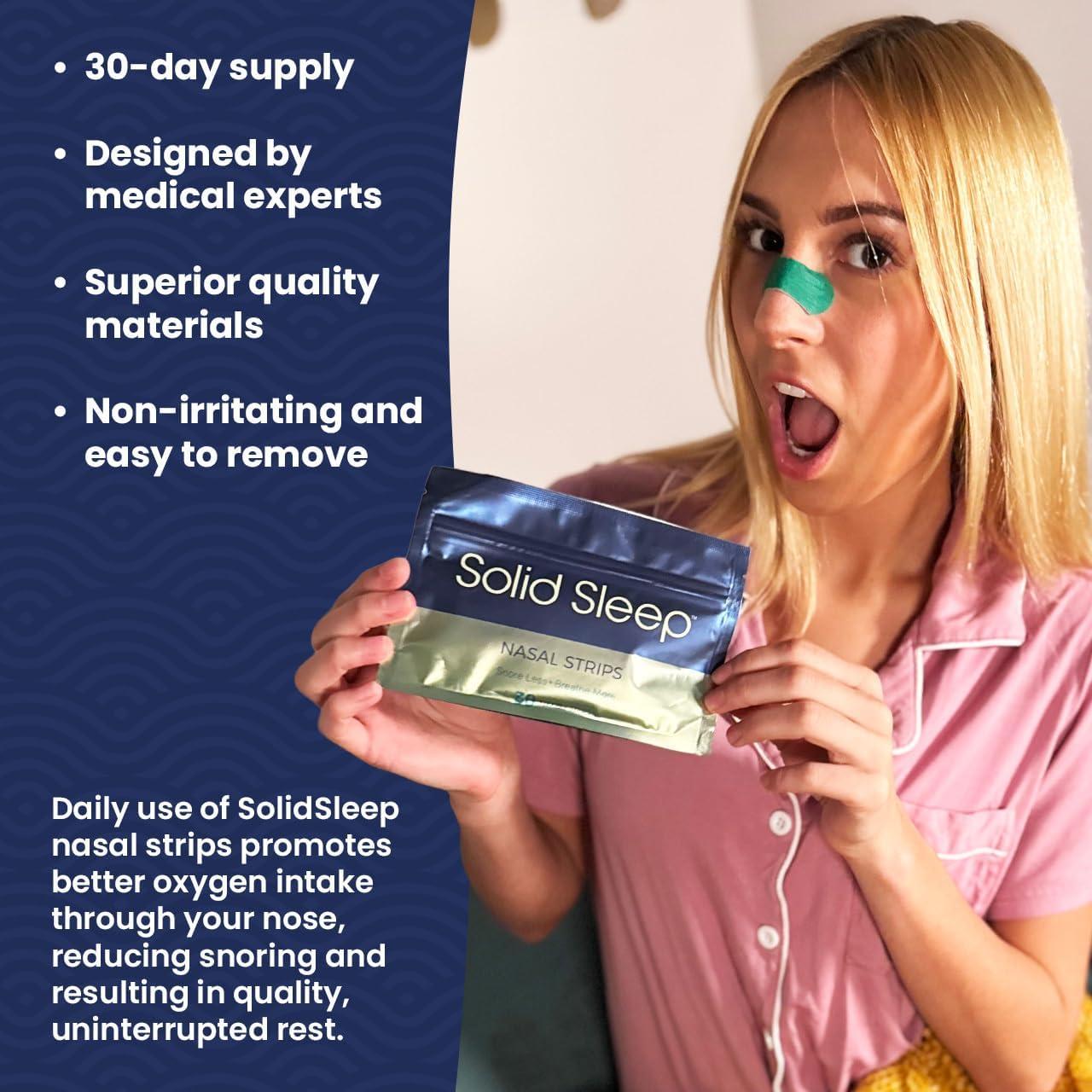 Tiras Nasales Anti-Ronquidos Solid Sleep - 30 Unidades