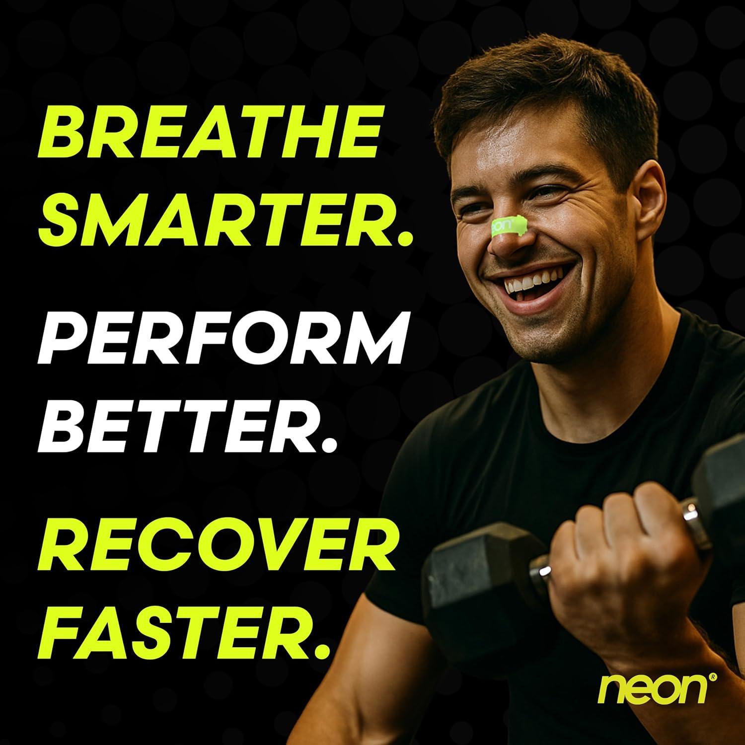 Tiras Nasales Neón Rendimiento - 60 Unidades para Deporte y Sueño