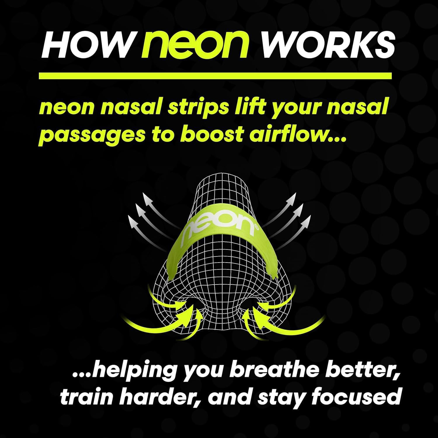 Tiras Nasales Neón Rendimiento - 60 Unidades para Deporte y Sueño