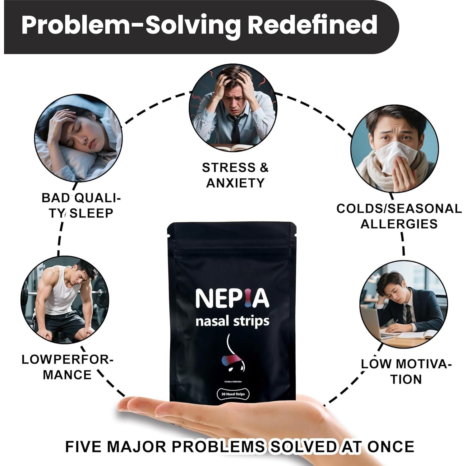 Tiras Nasales Hipoalergénicas Nepia - 30 Unidades para Respirar Mejor