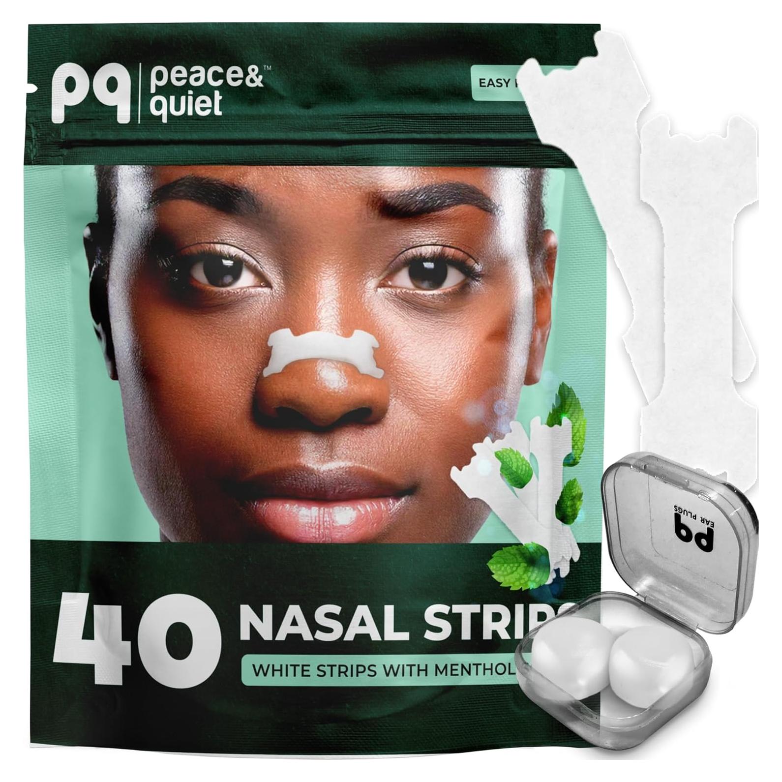 Tiras Nasales Peace&Quiet PQ - 40 Tiras para Dormir Menta