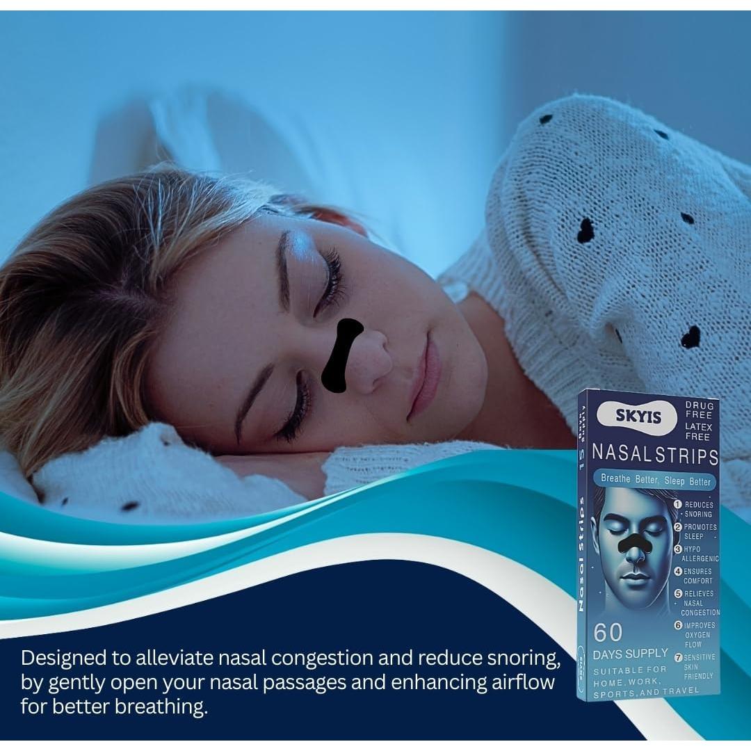 Tiras Nasales Skyis - 60 Piezas para Alivio de Congestión