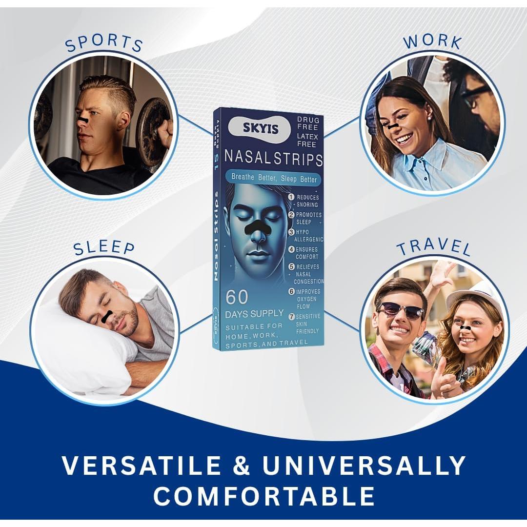 Tiras Nasales Skyis - 60 Piezas para Alivio de Congestión