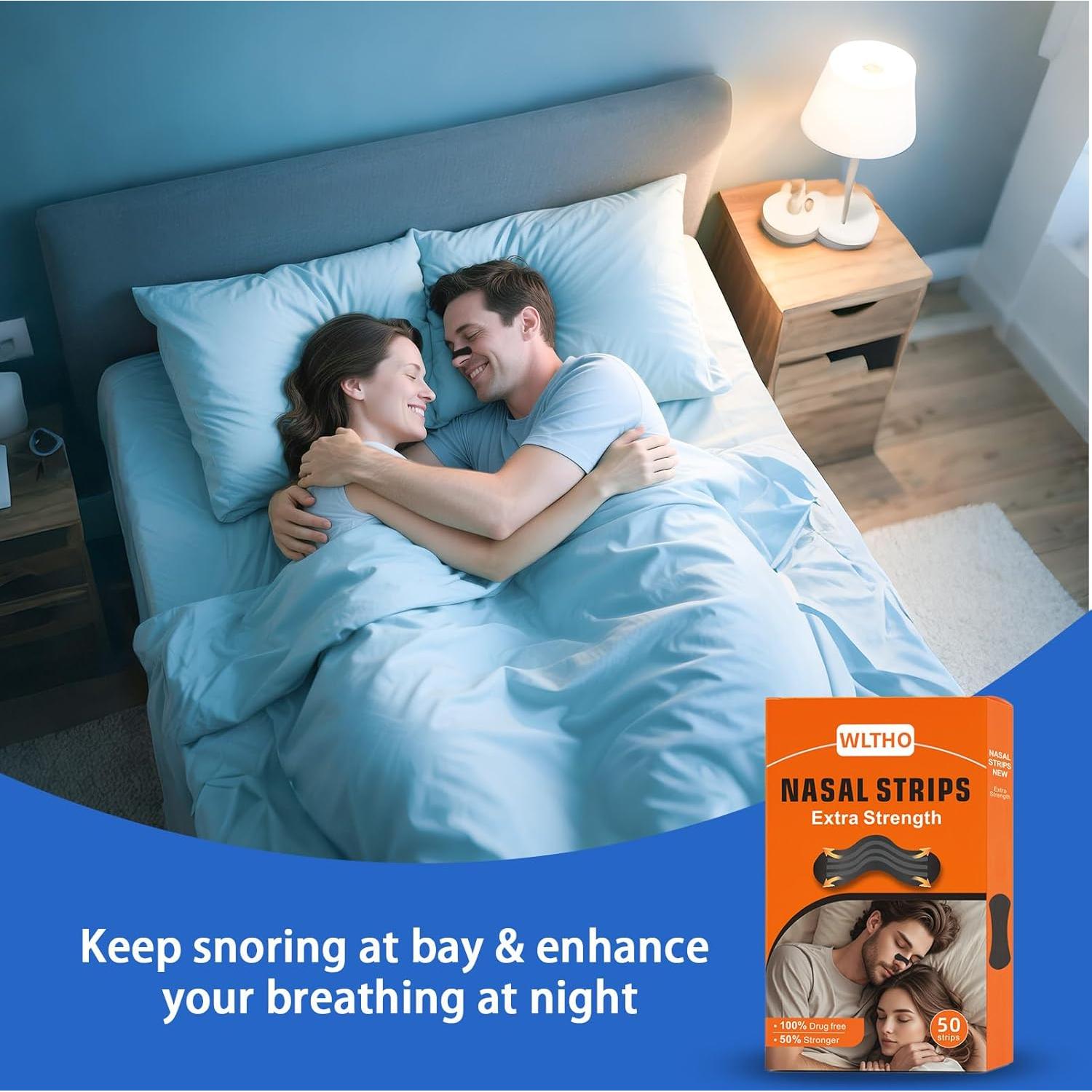 Tiras Nasales Atléticas WLTHO 50ct Fuerza Extra para Ronquidos