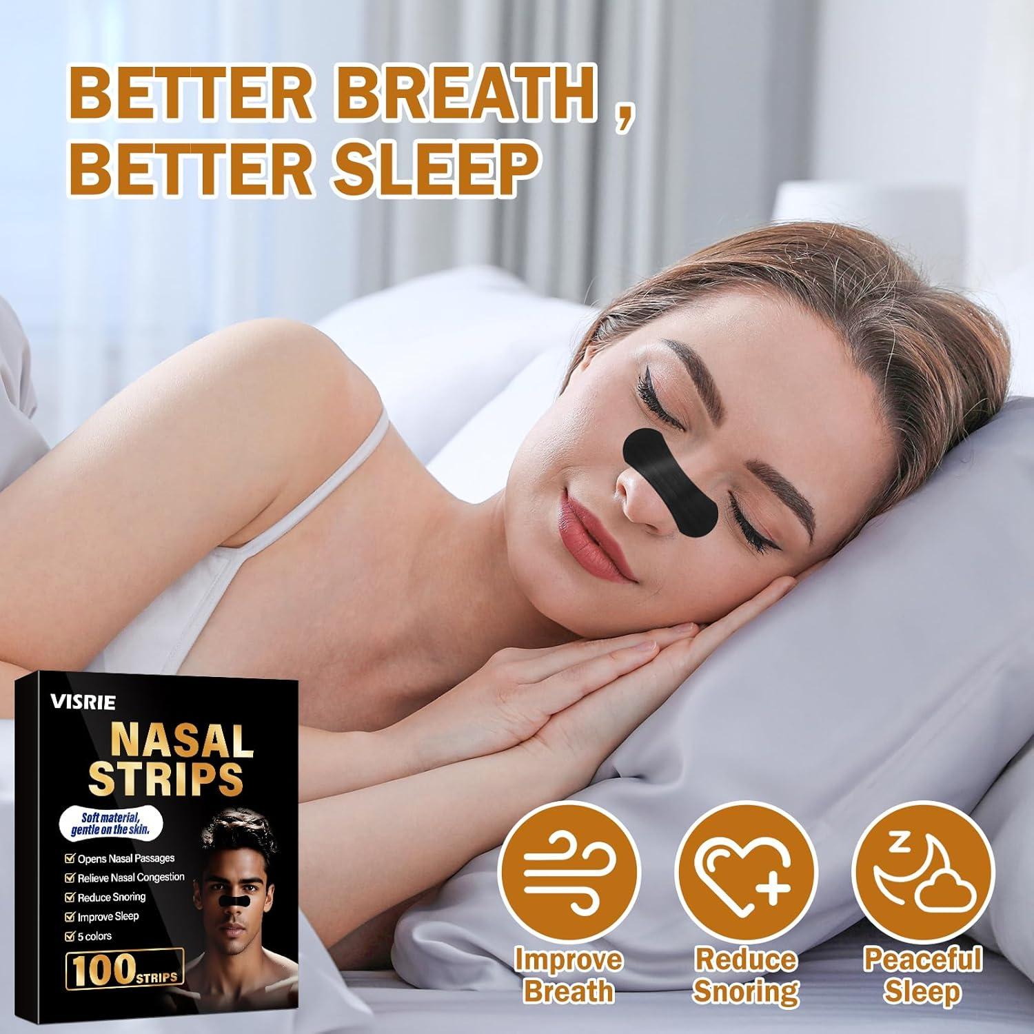 Tiras Nasales VISRIE - 100 Unidades, Alivio Congestión, Ajuste Universal