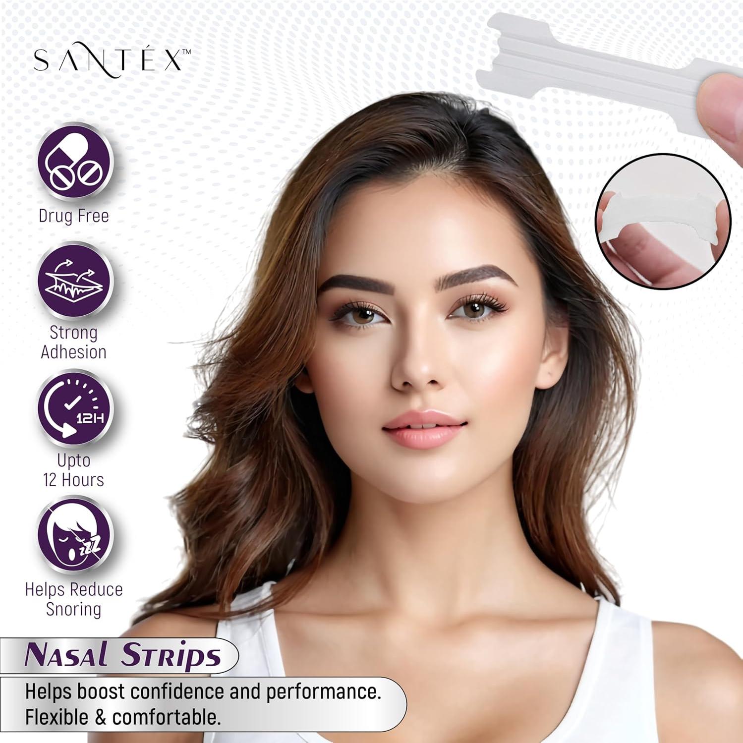 Tiras Nasales Santéx Grandes 45ct - Alivio Ronquidos y Congestión