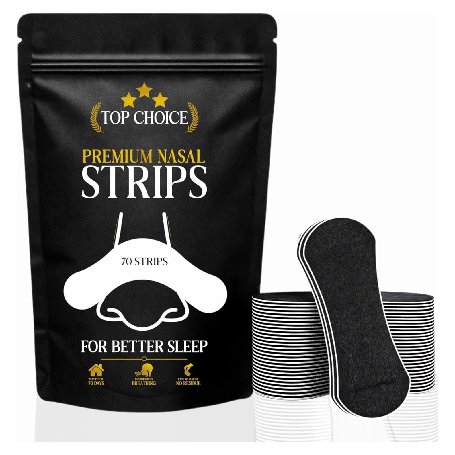 Tiras Nasales TopChoice 70 Unidades - Alivio Ronquidos y Respiración