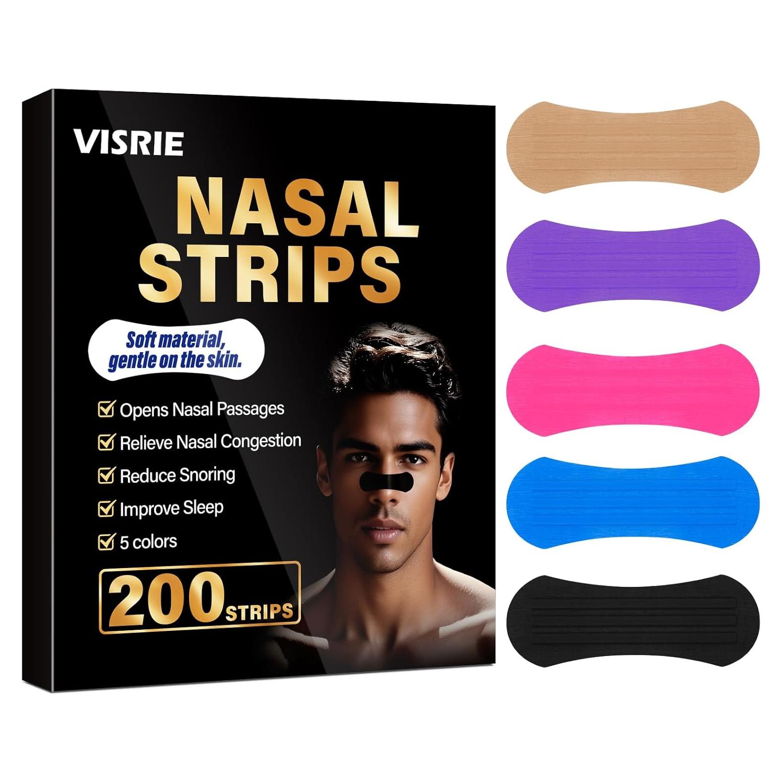 200 Tiras Nasales Extra Anchas VISRIE para Mejorar Respiración