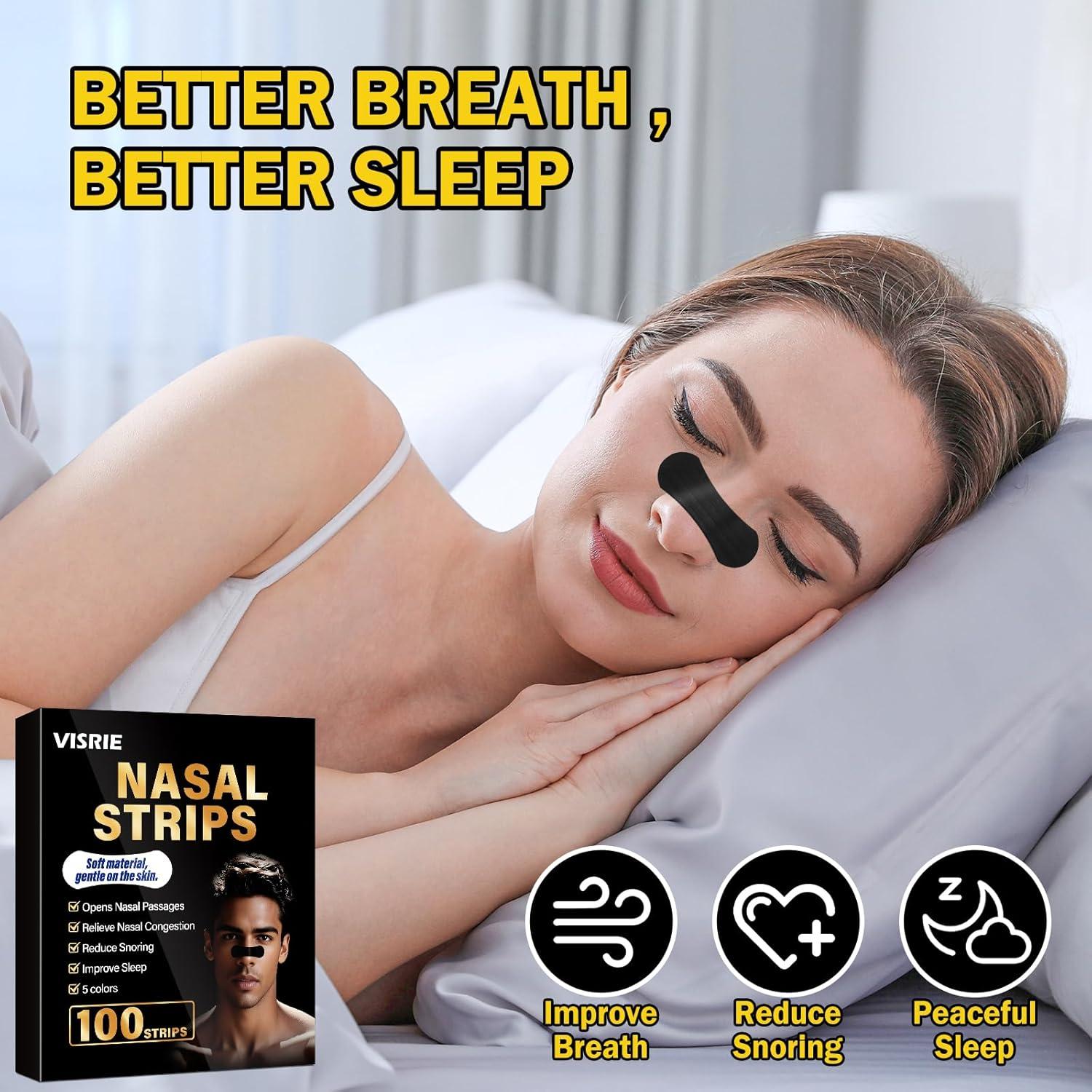 200 Tiras Nasales Extra Anchas VISRIE para Mejorar Respiración