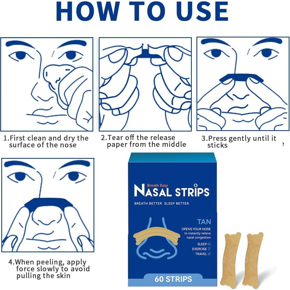 Tiras Nasales Antironquidos Hengulus - 60 Unidades, Alivio Instantáneo